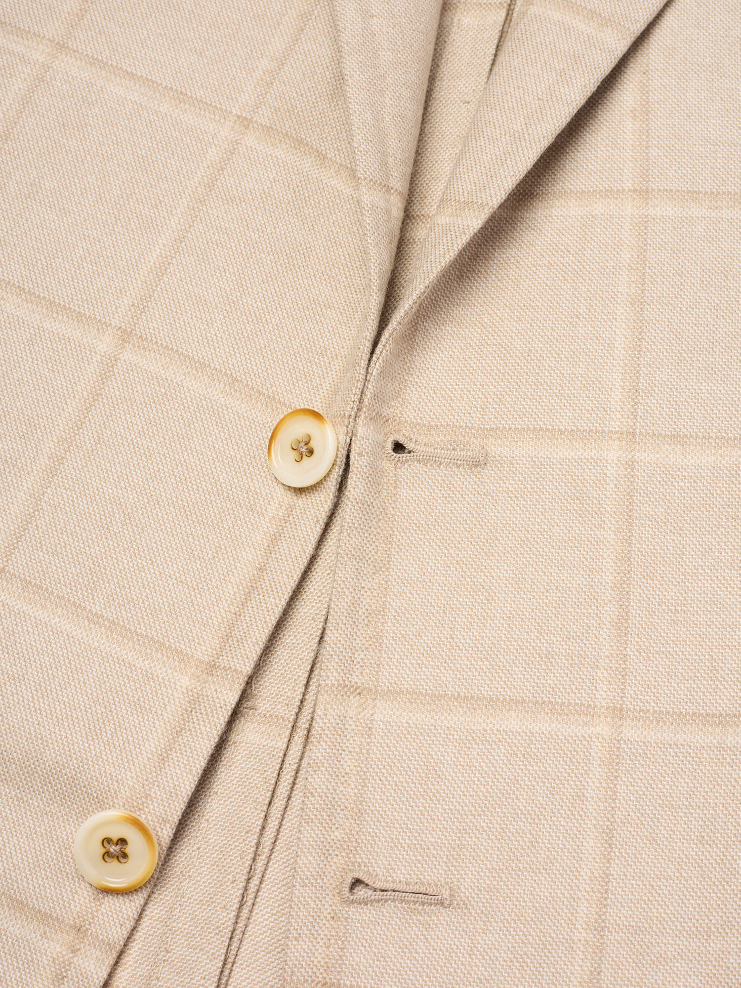 MAURO BLASI Napoli Handmade Beige Plaid Wool-Cashmere Jacket