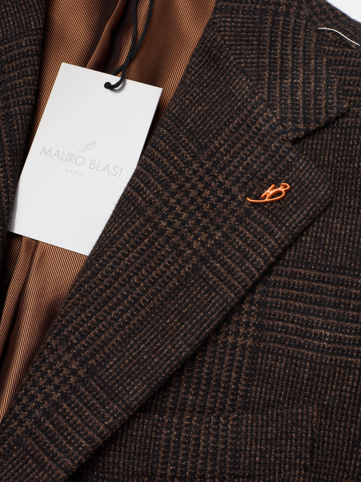 MAURO BLASI Napoli Handmade Brown Glen Plaid Wool-Cashmere Jacket