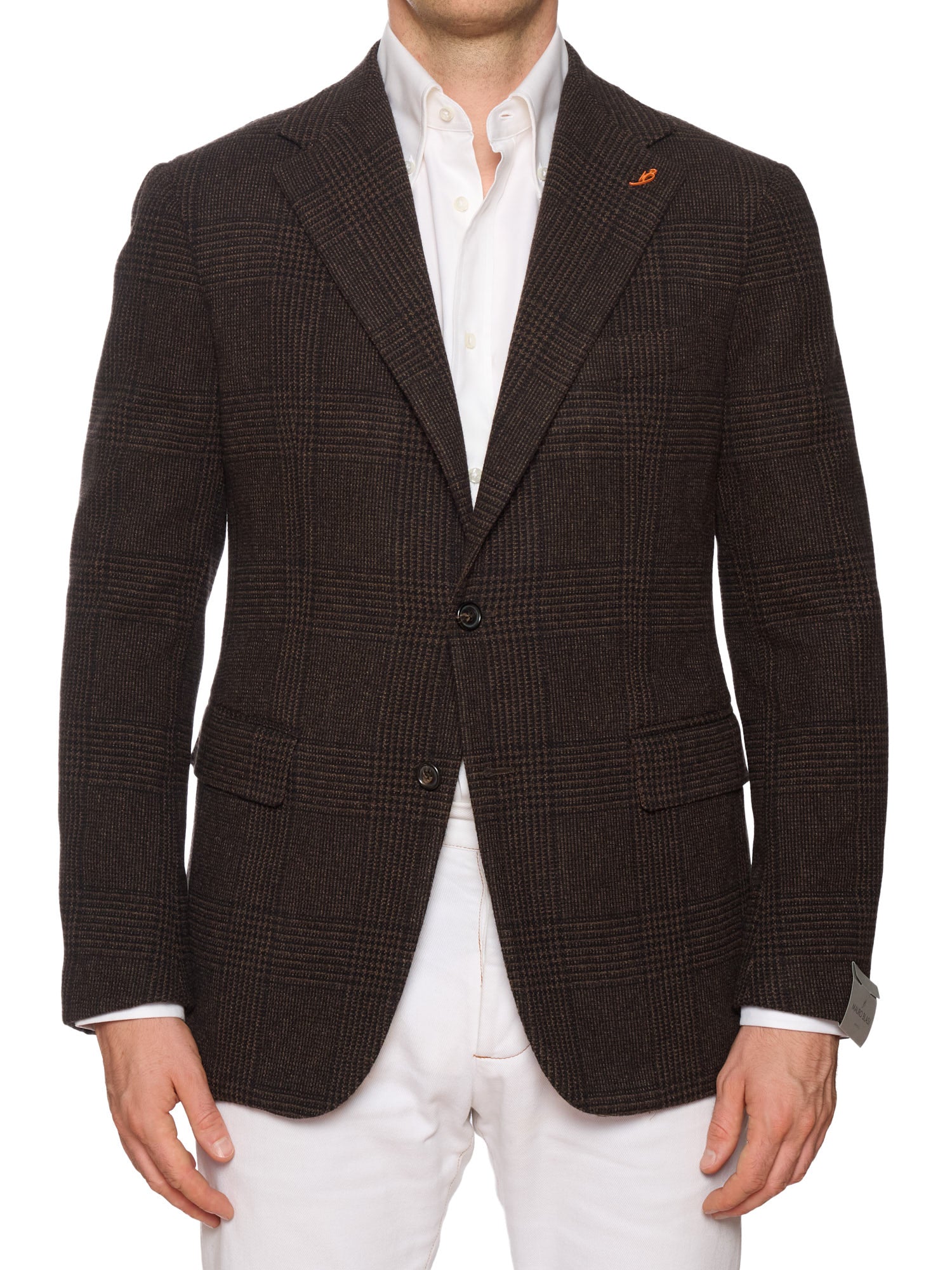 MAURO BLASI Napoli Handmade Brown Glen Plaid Wool-Cashmere Jacket