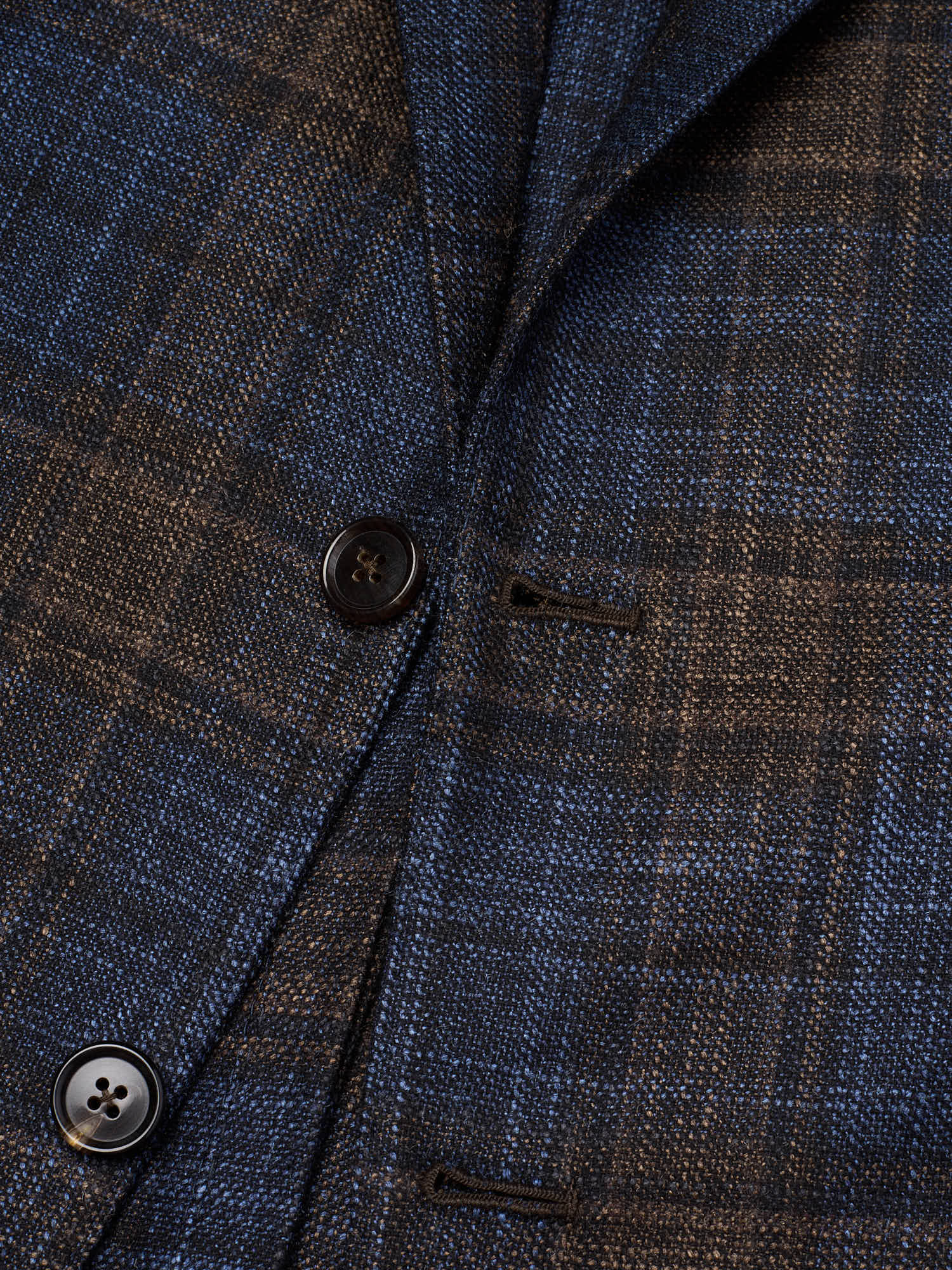 MAURO BLASI Napoli Handmade Brown Plaid Wool-Silk-Cashmere Jacket