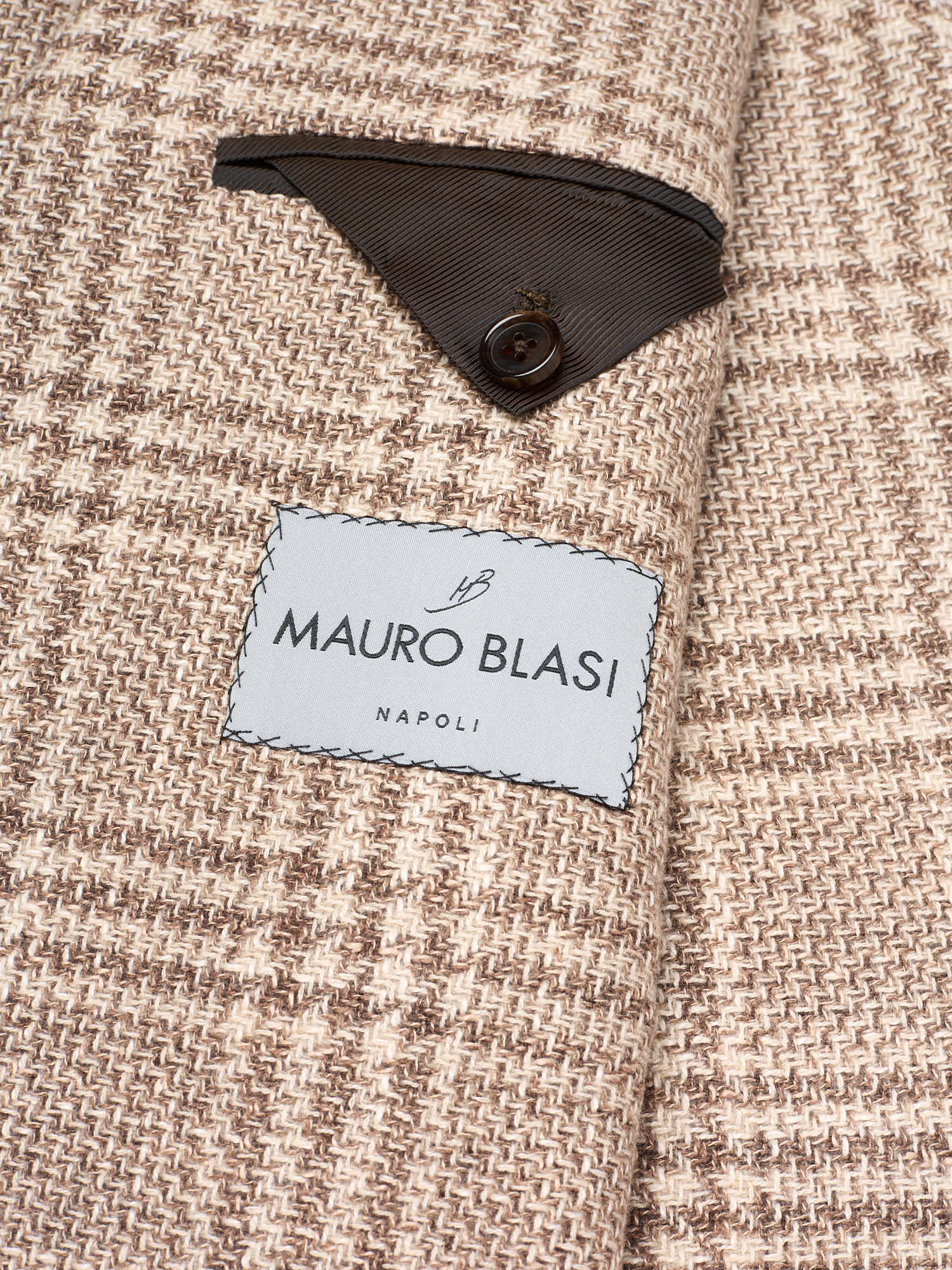 MAURO BLASI Napoli Handmade Brown Plaid Wool-Silk-Cotton Jacket