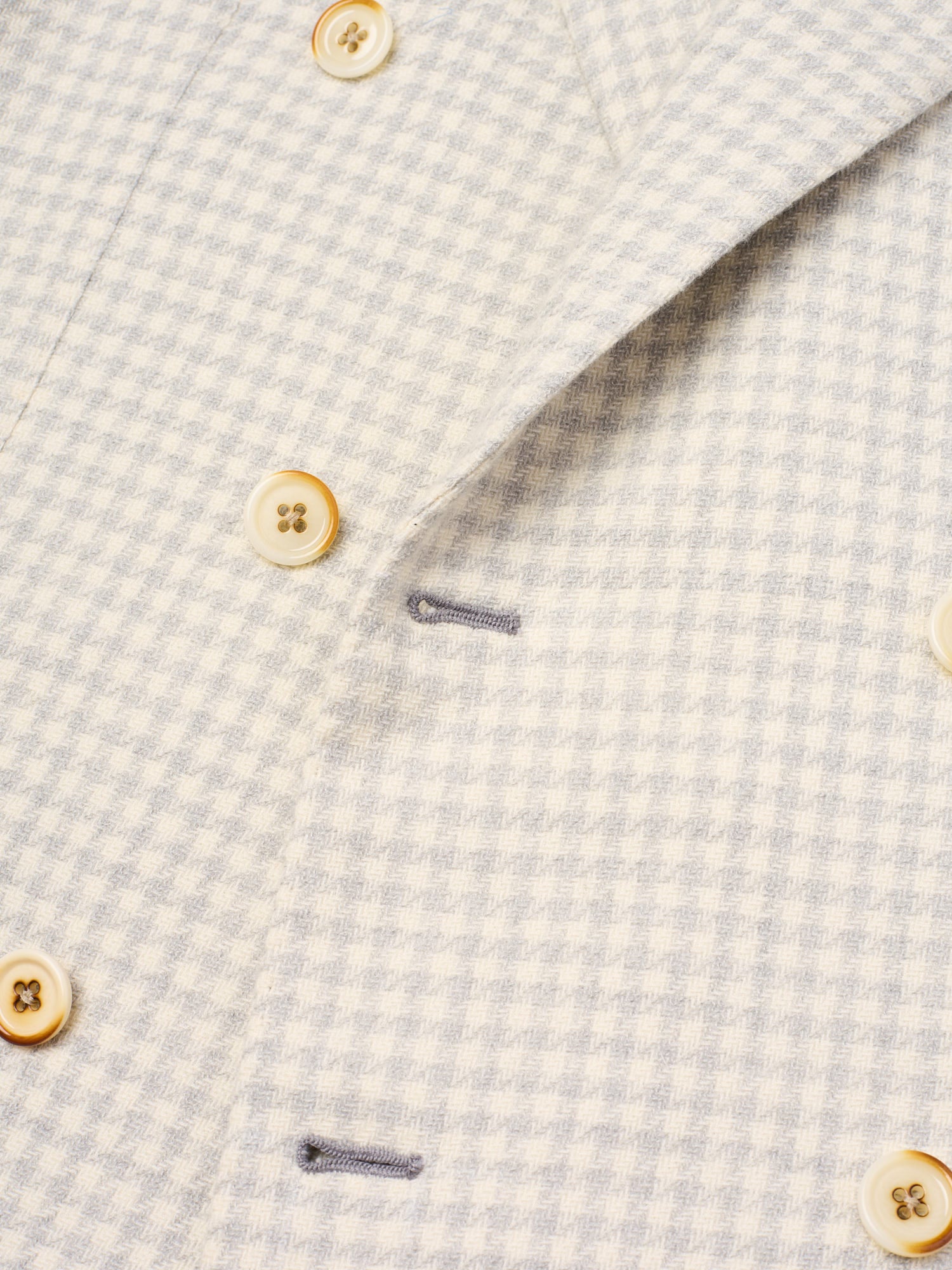 MAURO BLASI Napoli Handmade Cream Plaid Wool-Silk Double Breasted Jacket