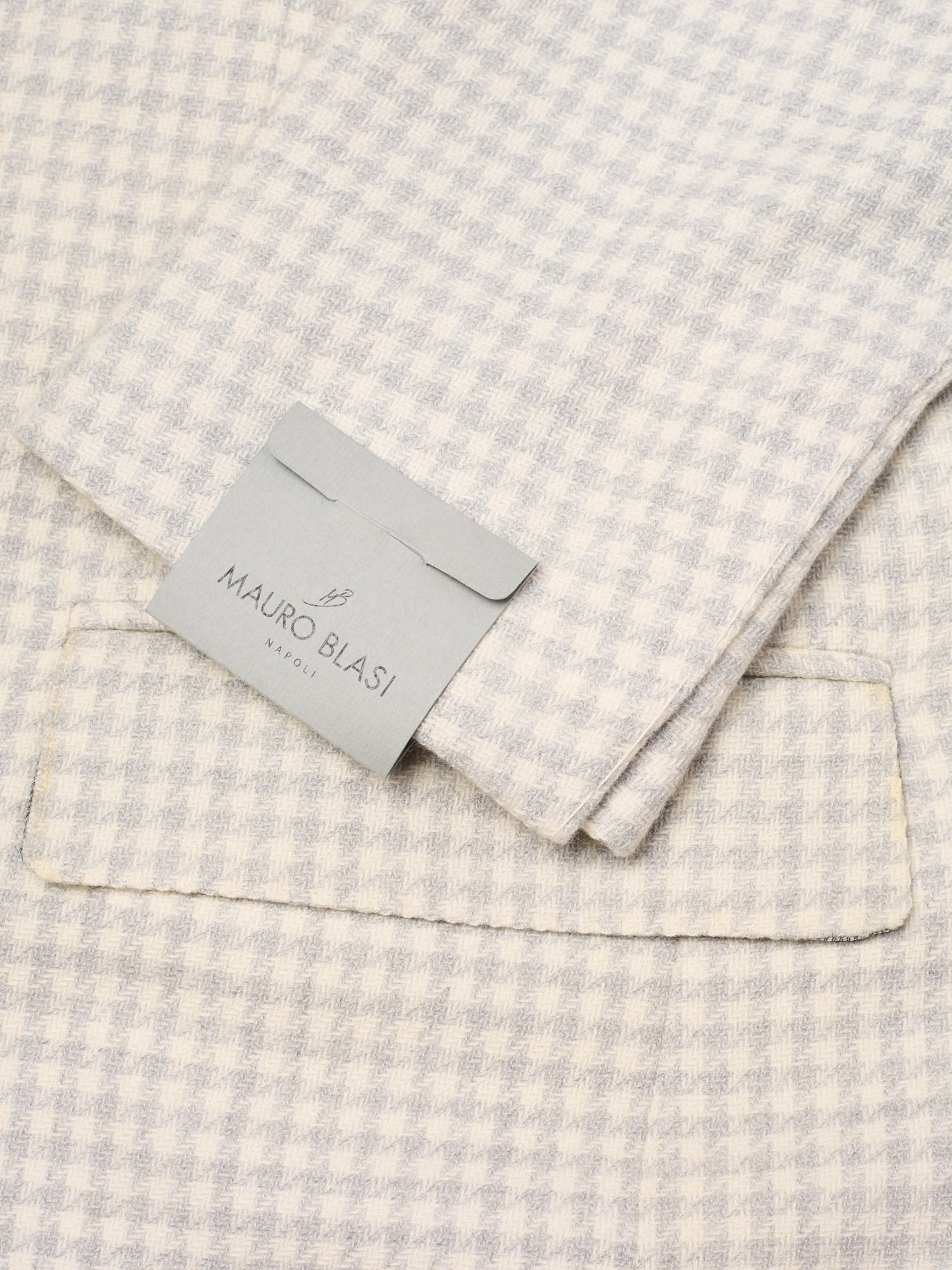 MAURO BLASI Napoli Handmade Cream Plaid Wool-Silk Double Breasted Jacket