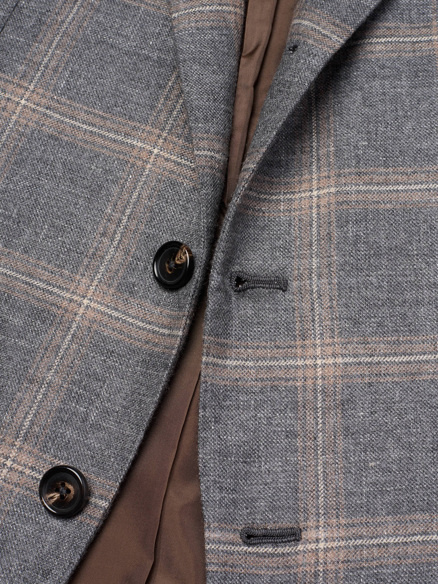 MAURO BLASI Napoli Handmade Dark Gray Plaid Wool-Cashmere-Silk-Linen Jacket