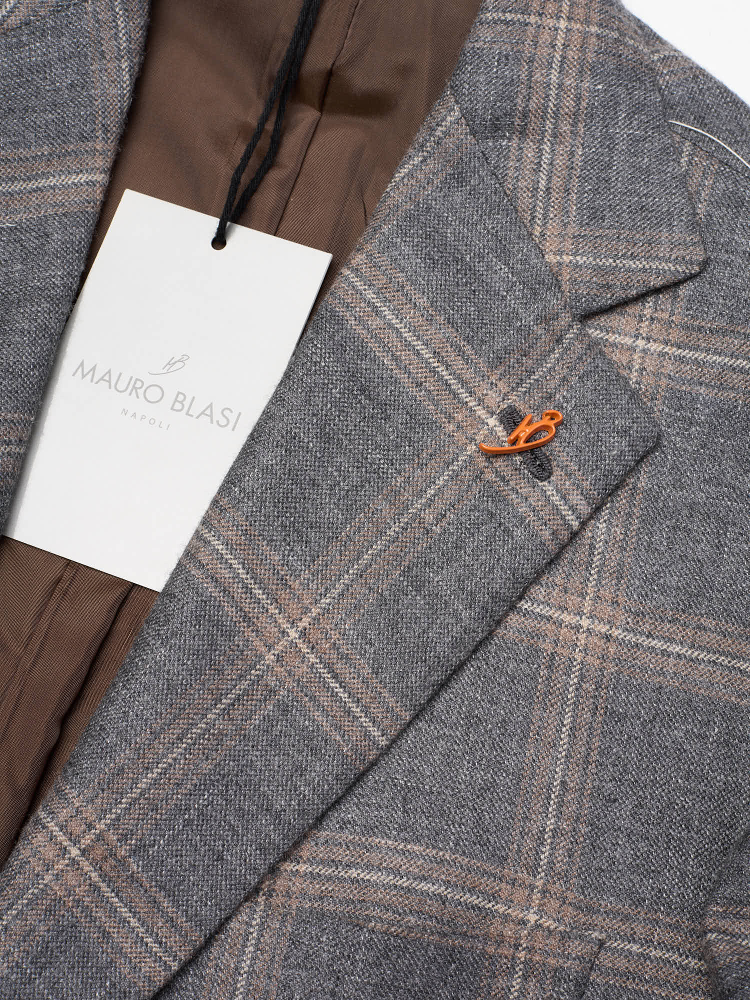 MAURO BLASI Napoli Handmade Dark Gray Plaid Wool-Cashmere-Silk-Linen Jacket