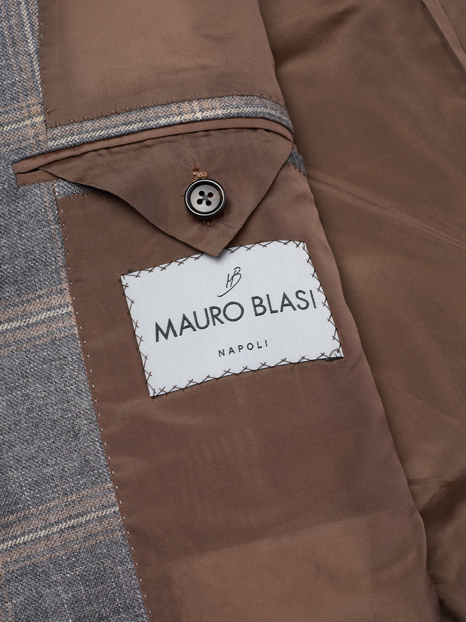 MAURO BLASI Napoli Handmade Dark Gray Plaid Wool-Cashmere-Silk-Linen Jacket