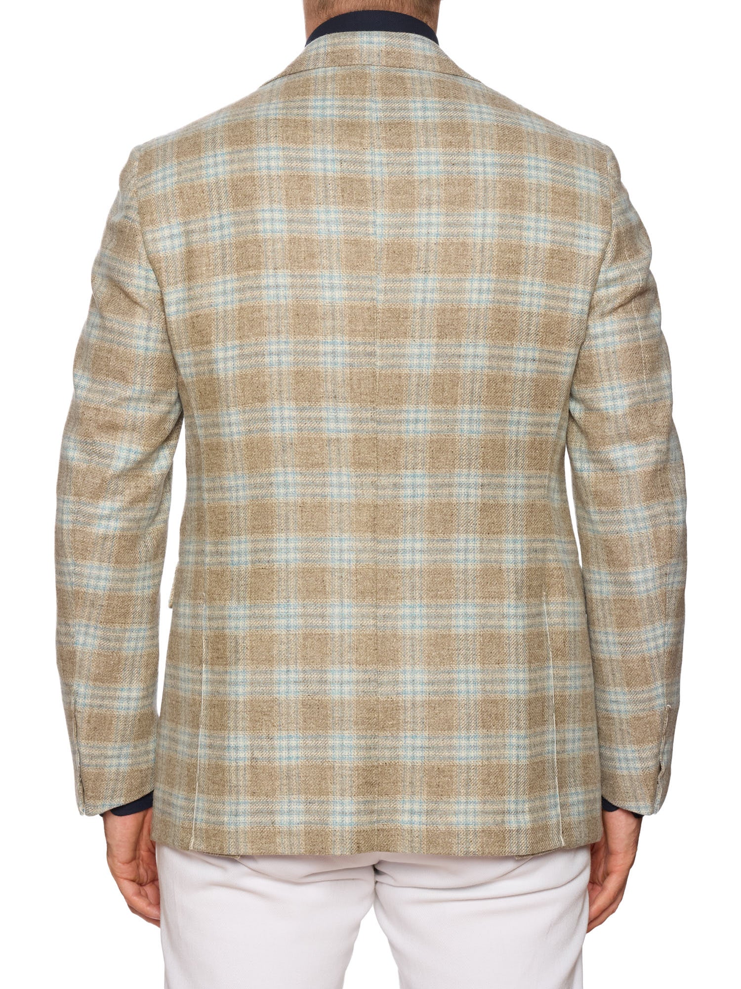 MAURO BLASI Napoli Handmade Gray-Blue Plaid Wool-Cashmere Jacket