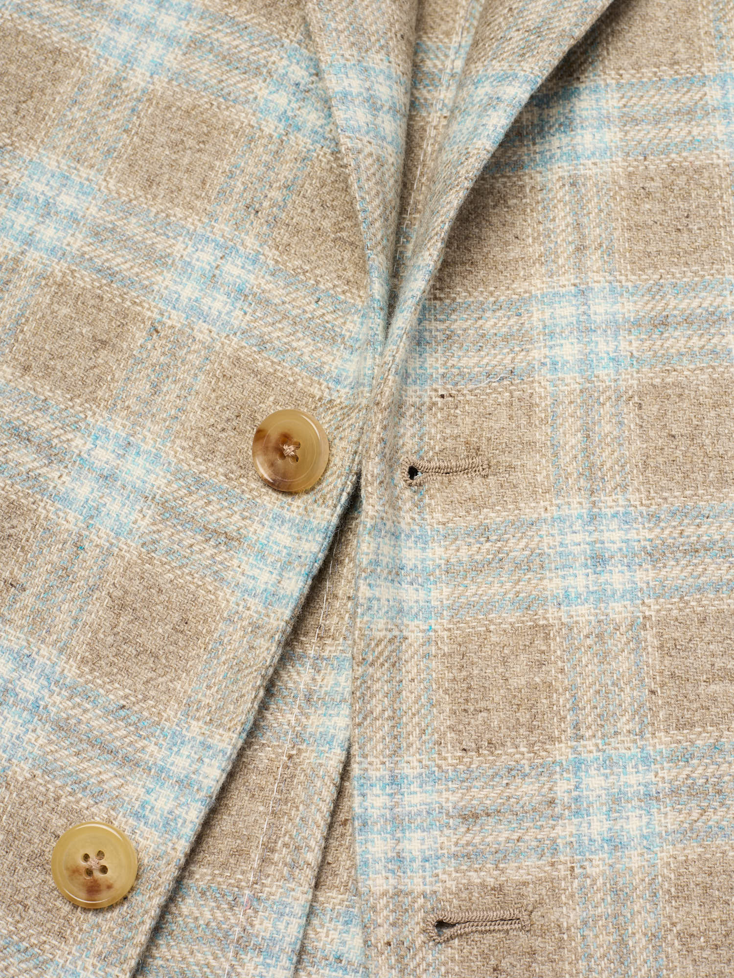 MAURO BLASI Napoli Handmade Gray-Blue Plaid Wool-Cashmere Jacket