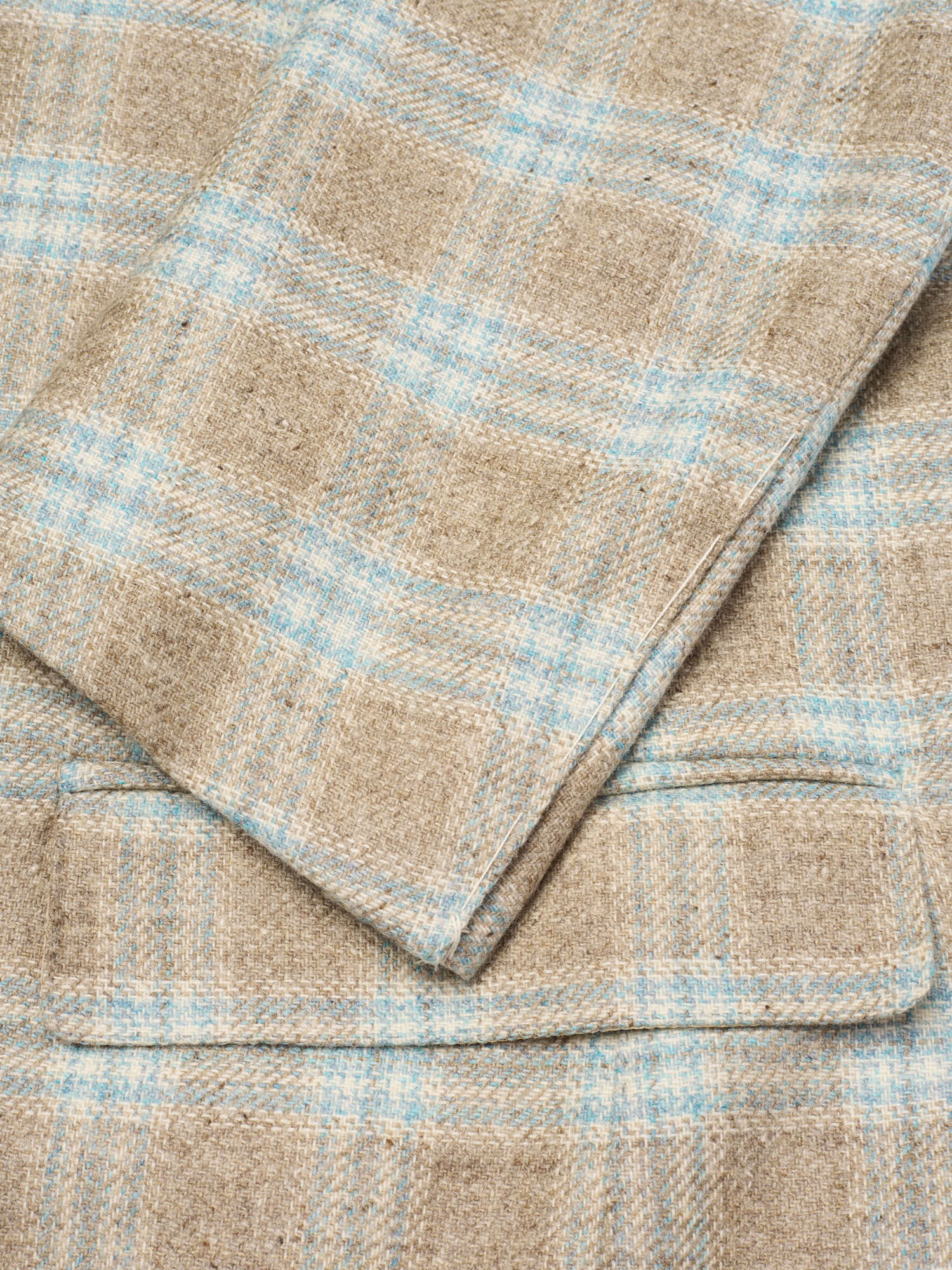 MAURO BLASI Napoli Handmade Gray-Blue Plaid Wool-Cashmere Jacket