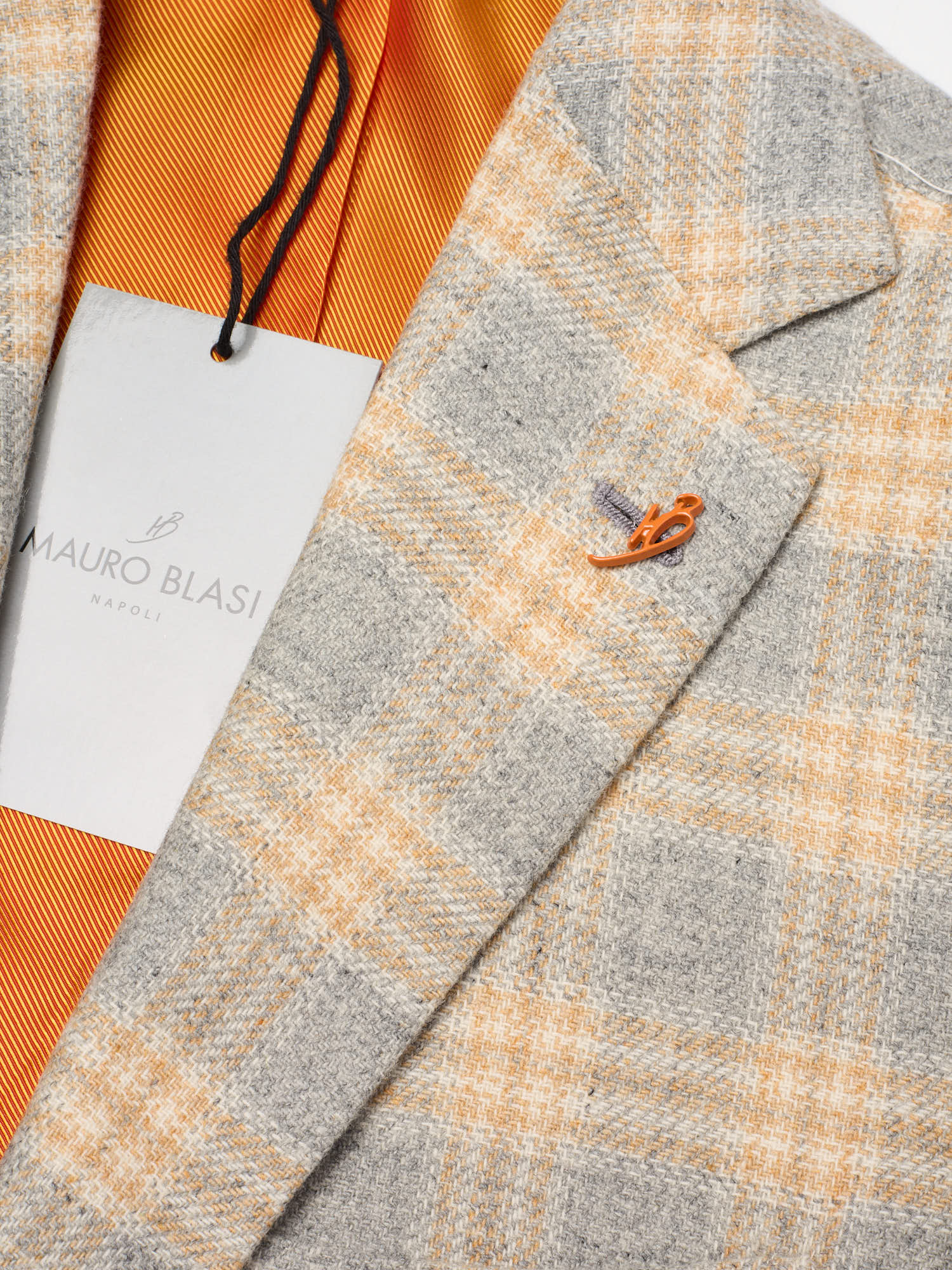 MAURO BLASI Napoli Handmade Gray Plaid Wool-Cashmere Jacket