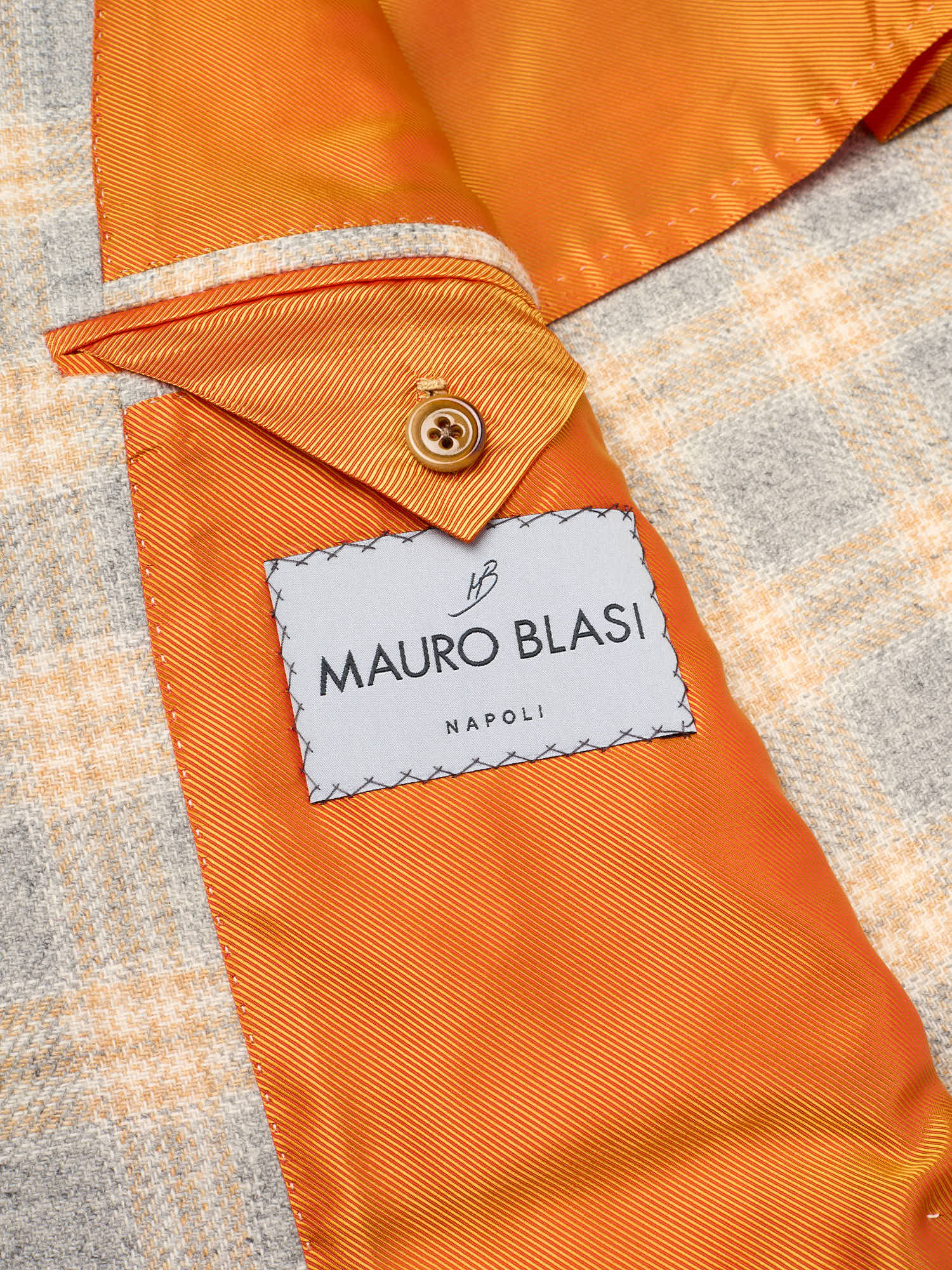 MAURO BLASI Napoli Handmade Gray Plaid Wool-Cashmere Jacket