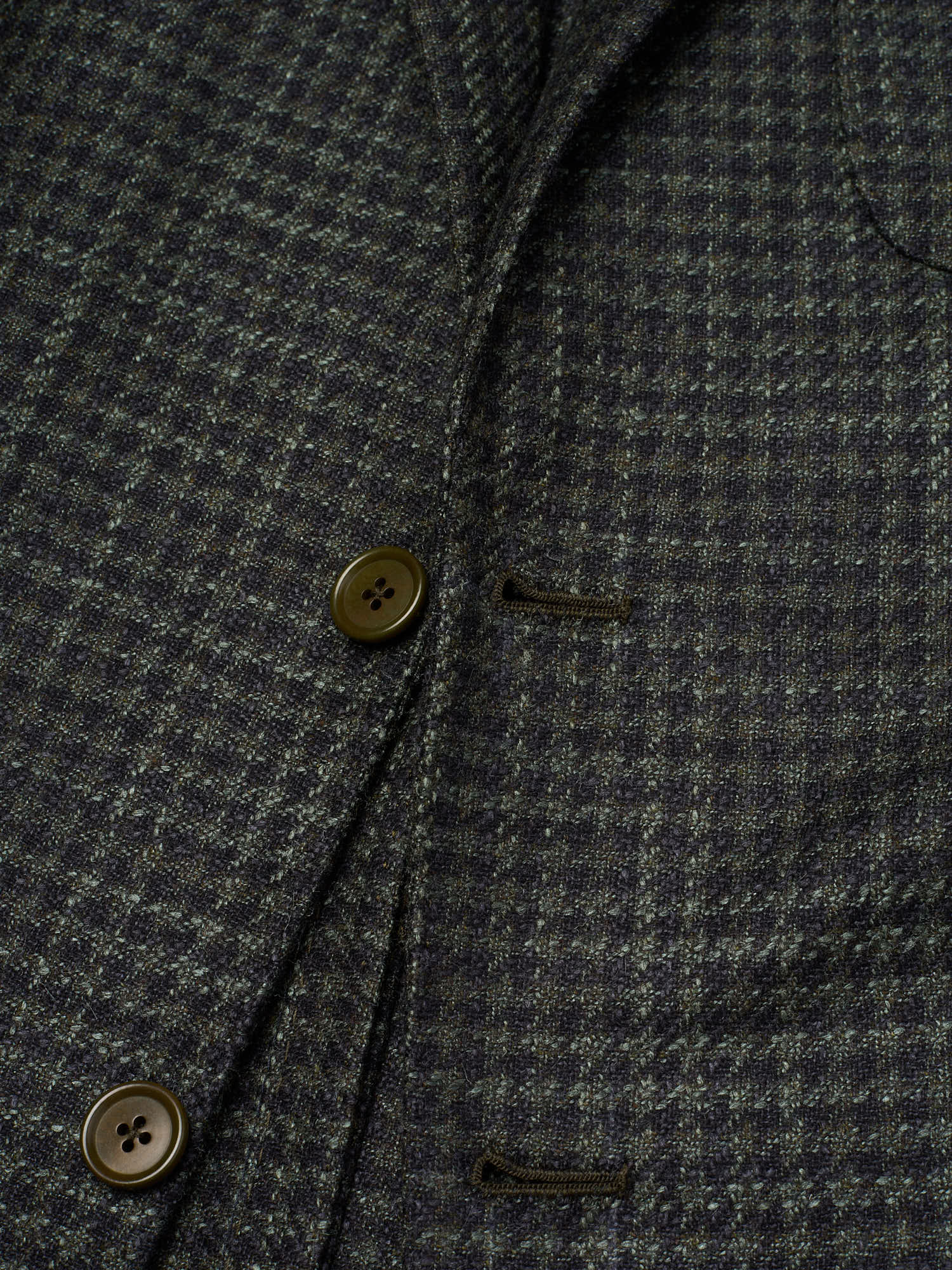 MAURO BLASI Napoli Handmade Green Houndstooth Wool-Silk-Cashmere Jacket