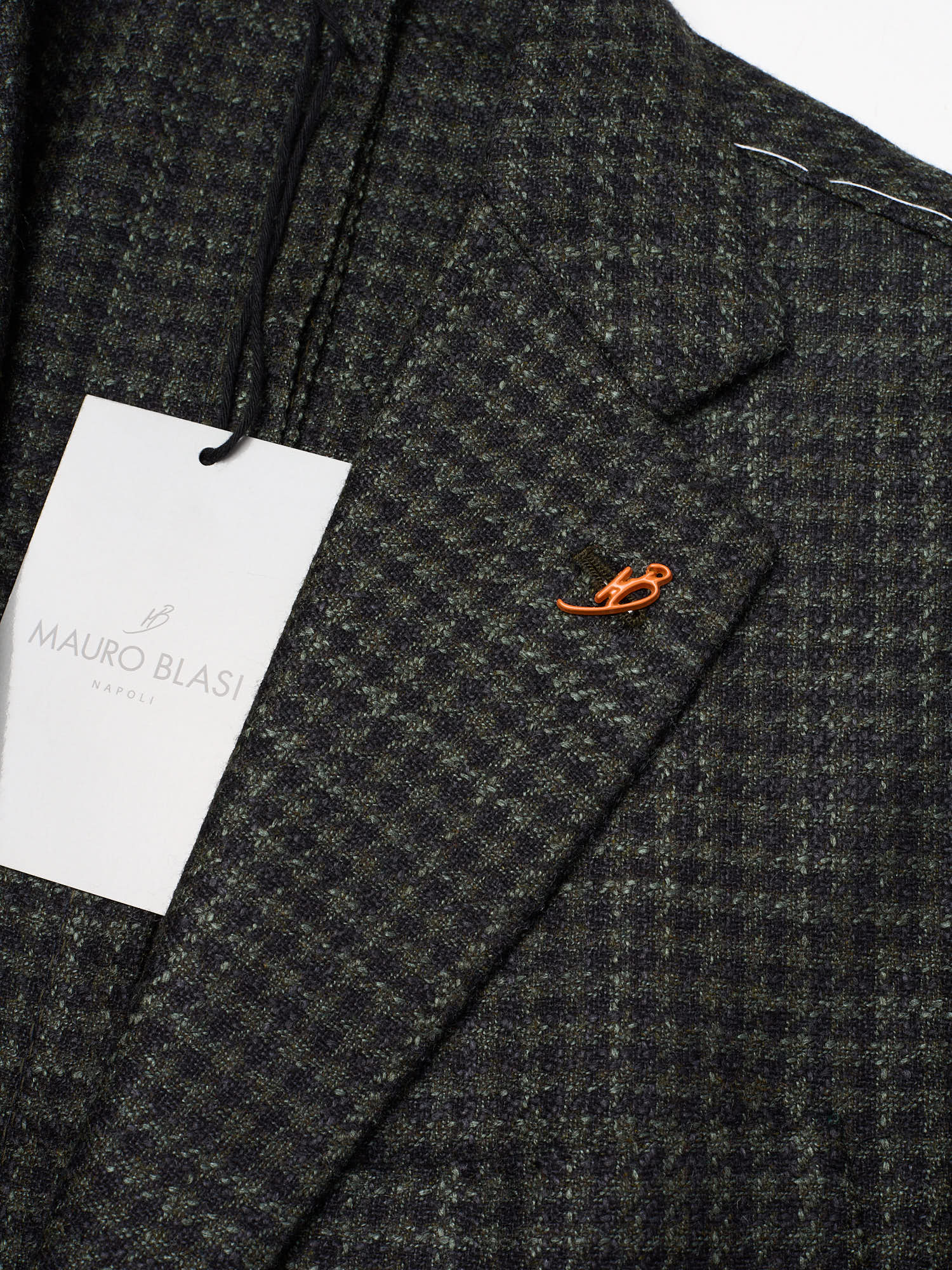 MAURO BLASI Napoli Handmade Green Houndstooth Wool-Silk-Cashmere Jacket