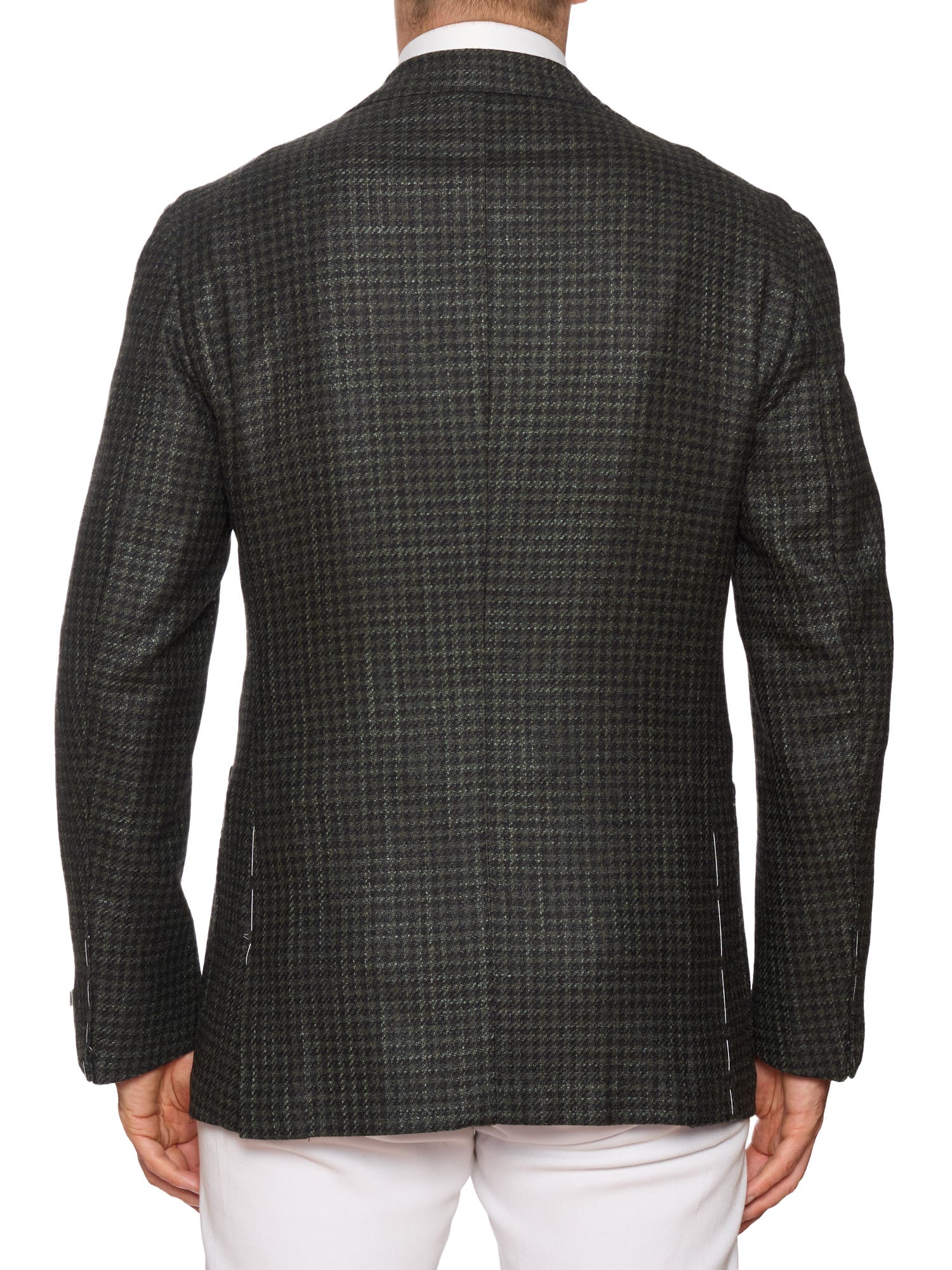 MAURO BLASI Napoli Handmade Green Houndstooth Wool-Silk-Cashmere Jacket
