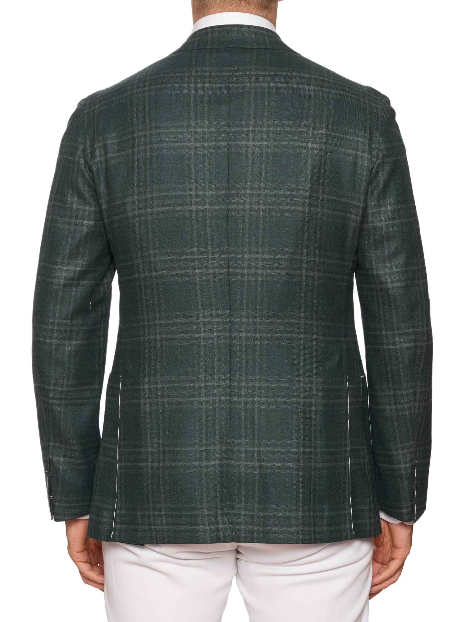 MAURO BLASI Napoli Handmade Green Plaid Wool-Cashmere-Silk-Linen Jacket
