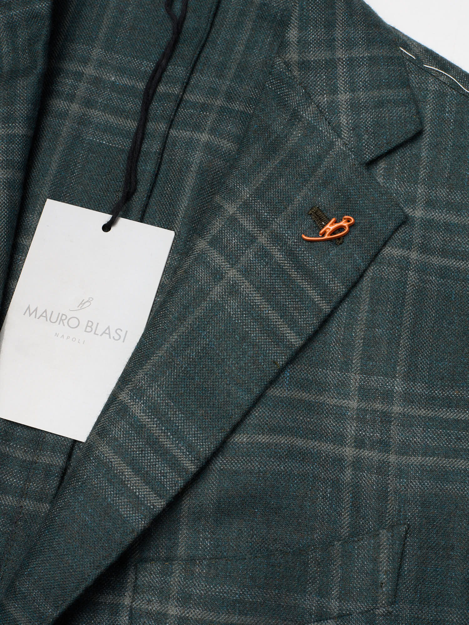 MAURO BLASI Napoli Handmade Green Plaid Wool-Cashmere-Silk-Linen Jacket