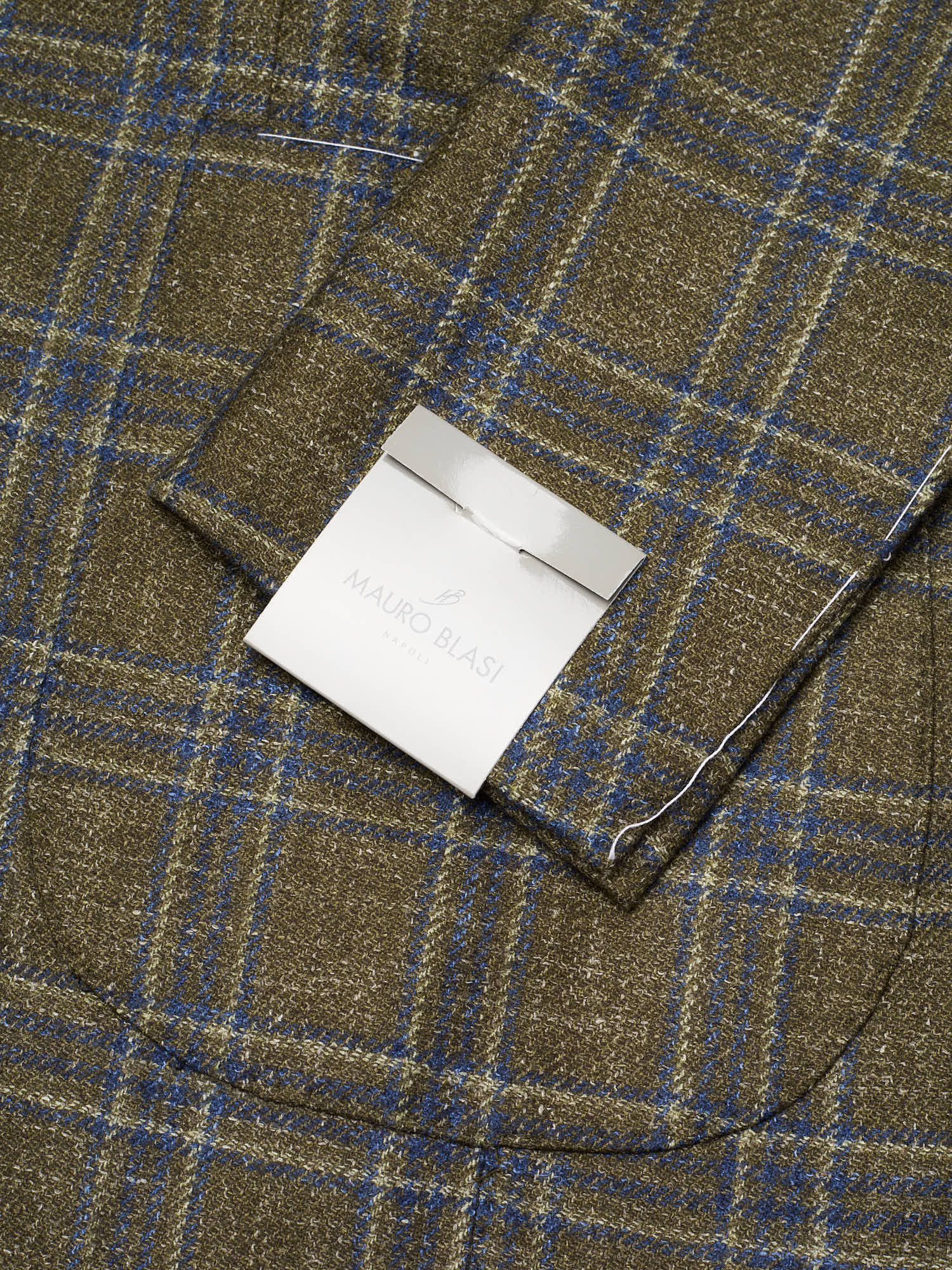 MAURO BLASI Napoli Handmade Green Plaid Wool-Silk-Linen Jacket