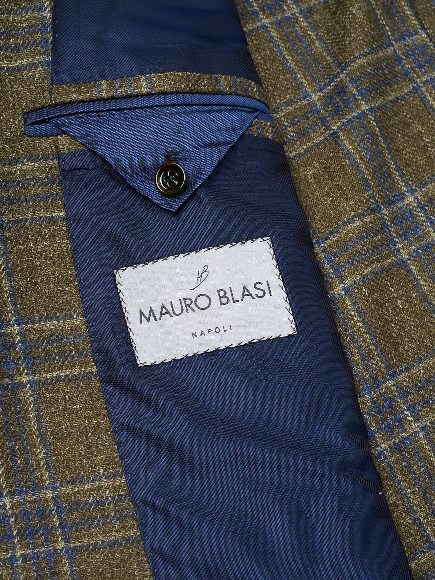 MAURO BLASI Napoli Handmade Green Plaid Wool-Silk-Linen Jacket