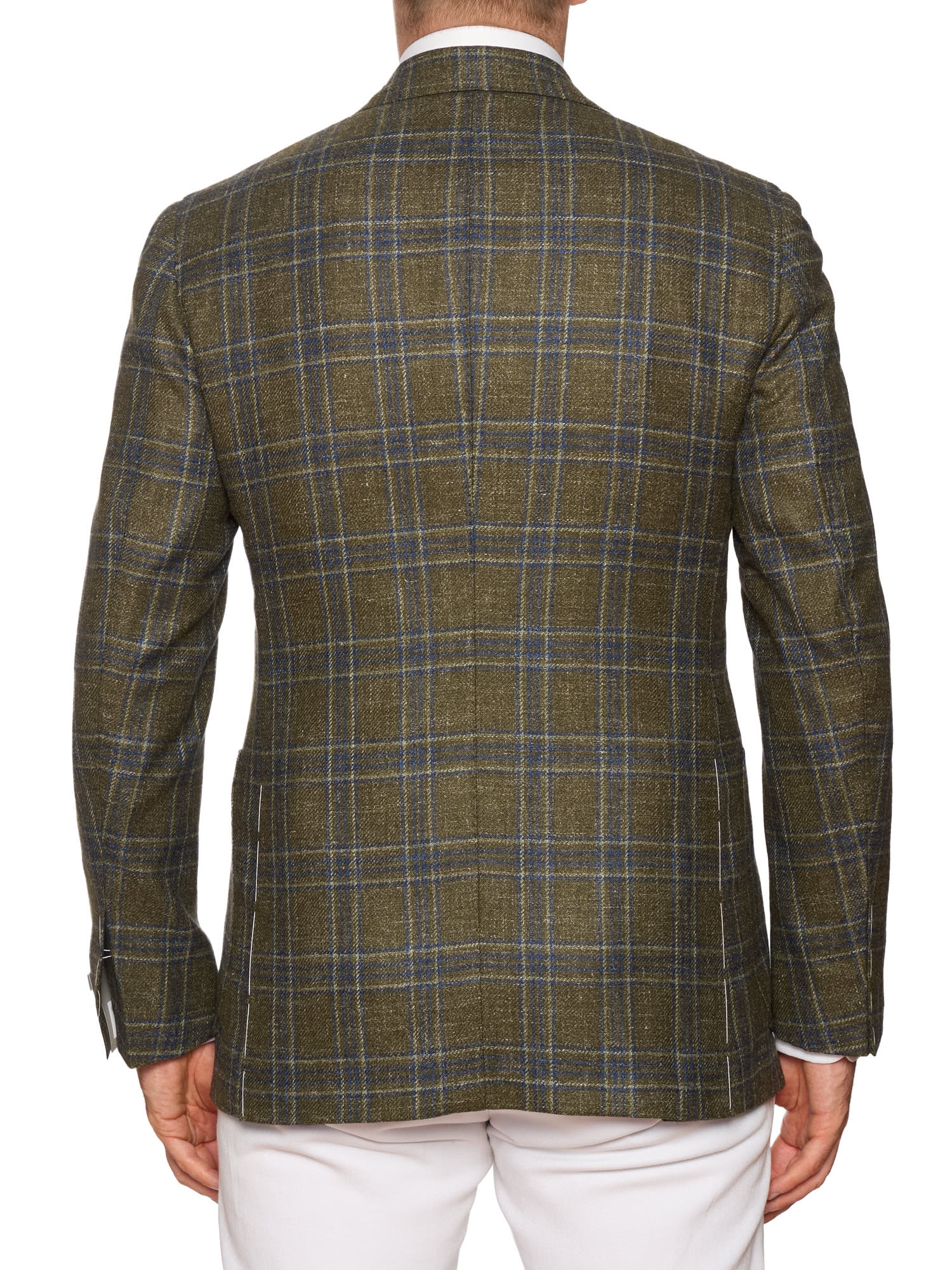MAURO BLASI Napoli Handmade Green Plaid Wool-Silk-Linen Jacket
