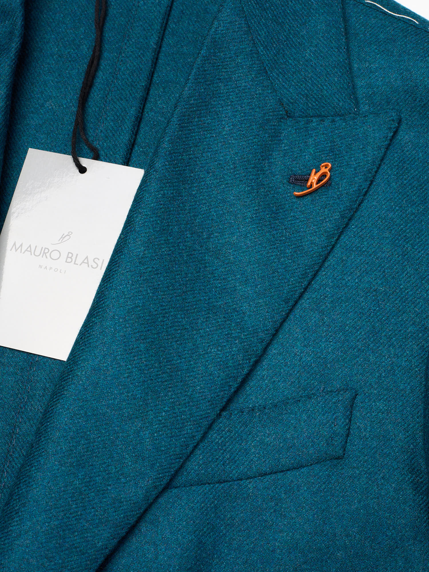 MAURO BLASI Napoli Handmade Turquoise Blue Wool-Cashmere Jacket