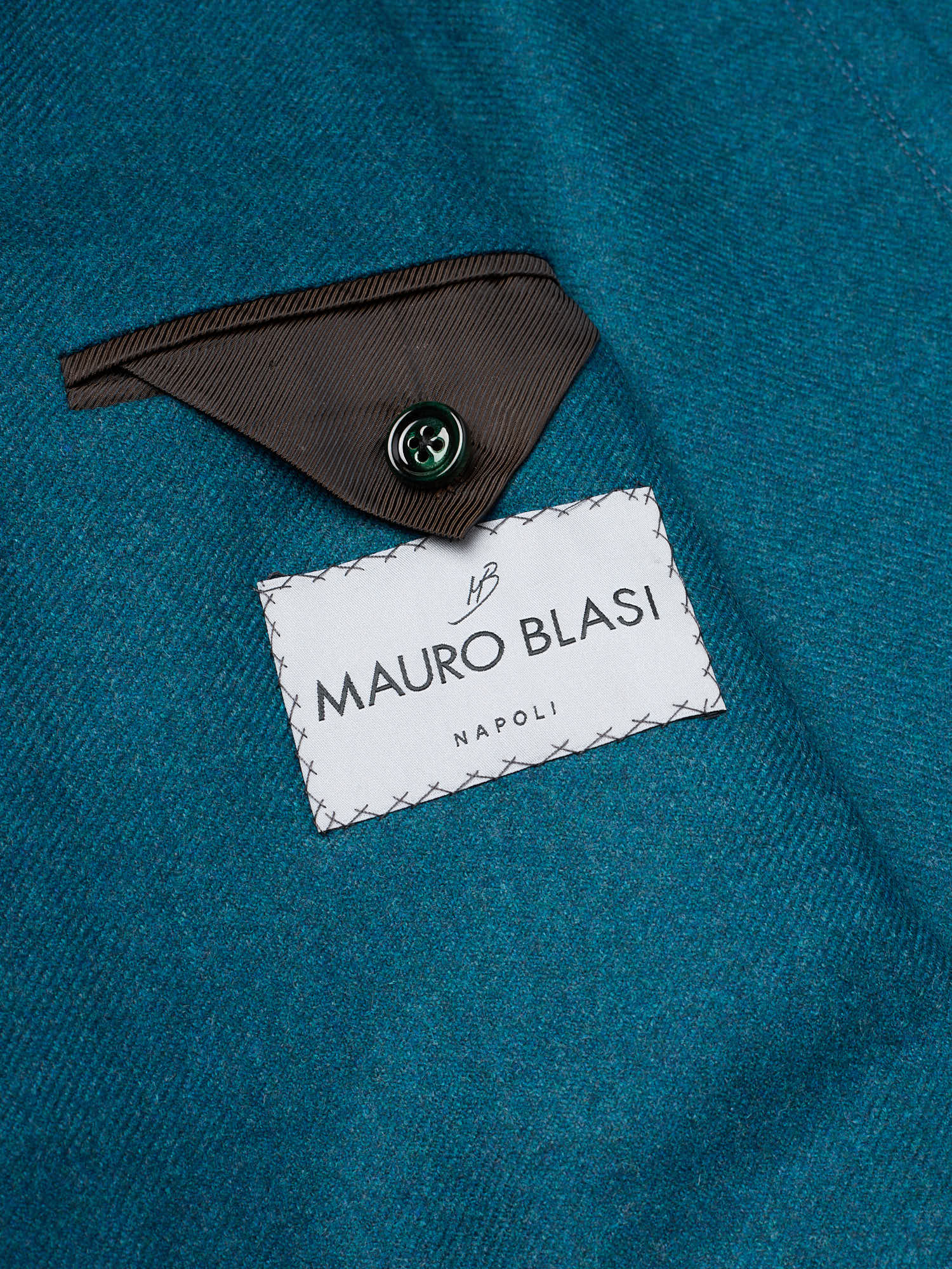 MAURO BLASI Napoli Handmade Turquoise Blue Wool-Cashmere Jacket