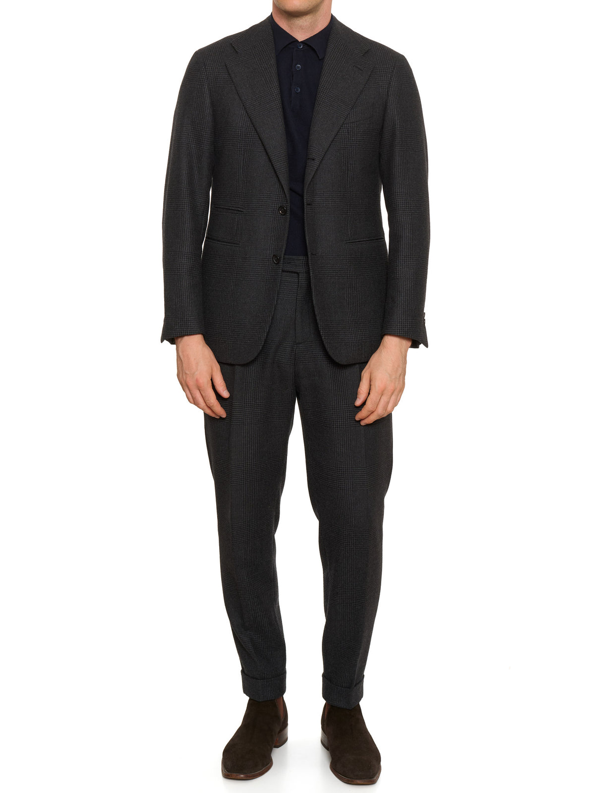 MAX MASSIMO PASINATO Gray Glen Plaid Heavy Wool Flannel Suit NEW