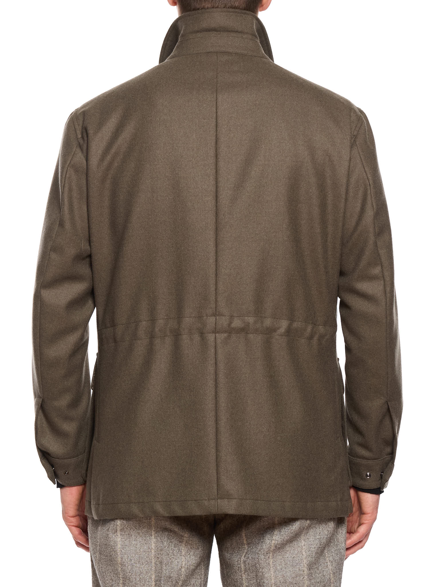 MILAN KELECENI Olive Pure Wool Flannel Utility Field Jacket