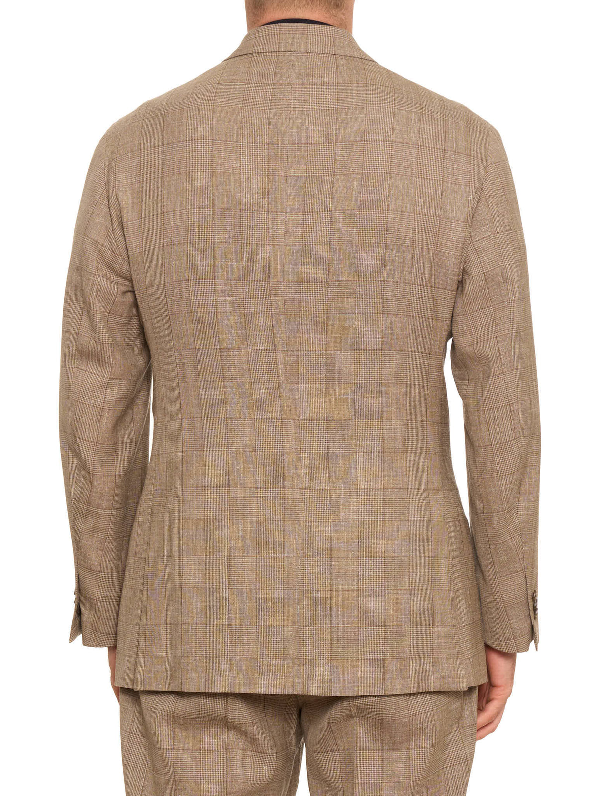 MILAN KELECENI Beige Prince of Wales Loro Piana Wool-Silk-Linen DB Suit