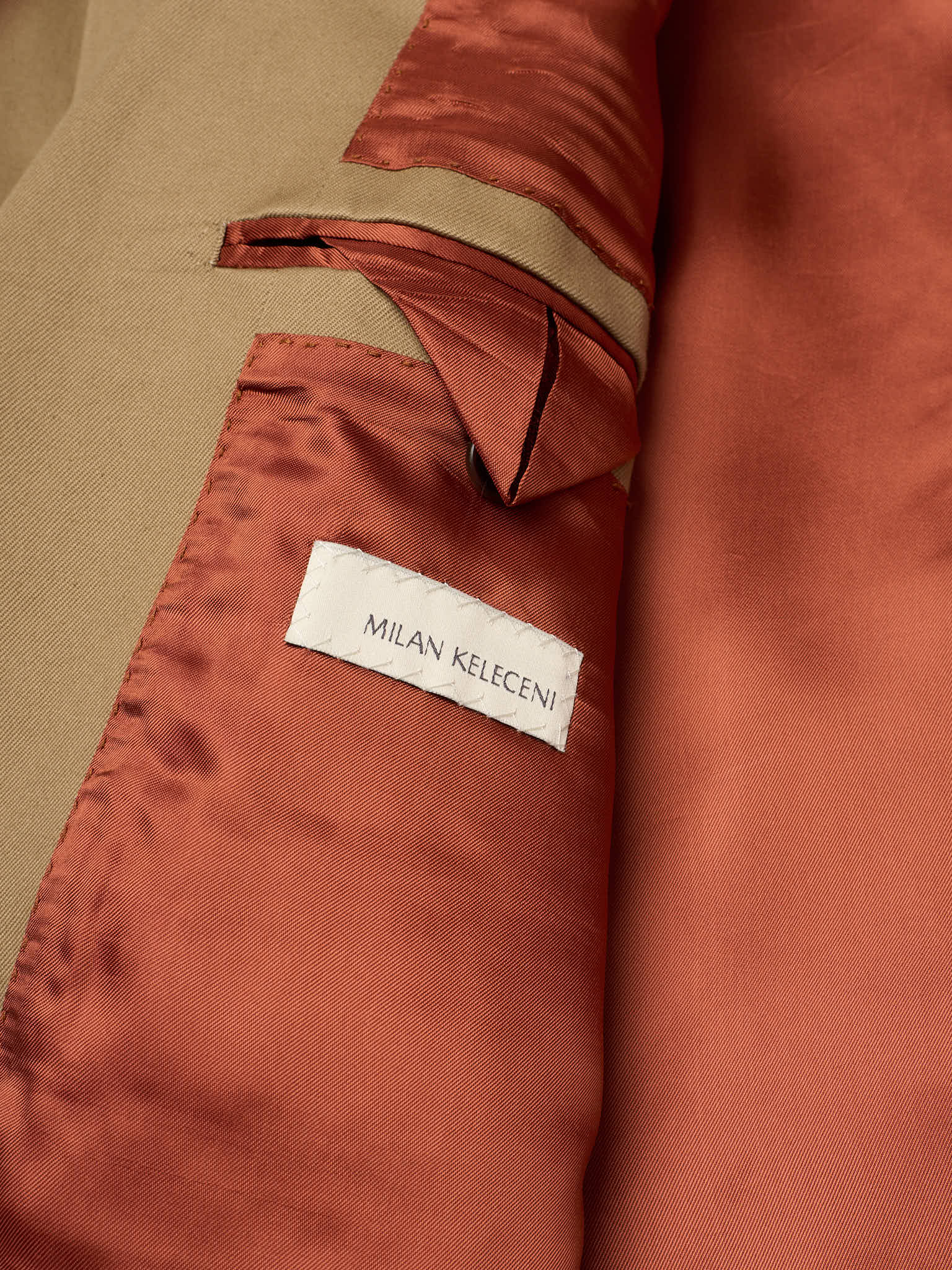 MILAN KELECENI Tan Cotton Twill Spring-Summer Handmade Suit