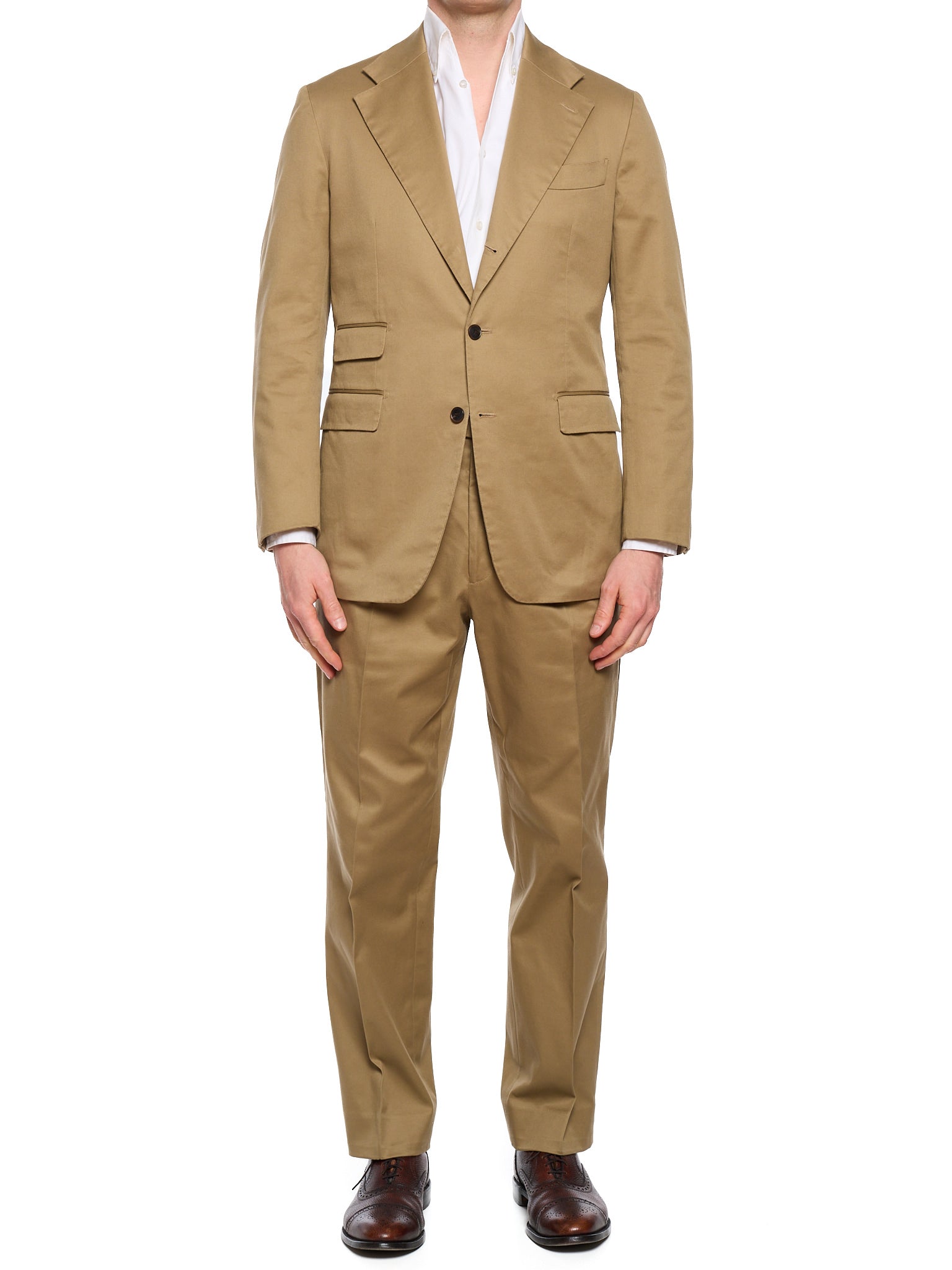MILAN KELECENI Tan Cotton Twill Spring-Summer Handmade Suit