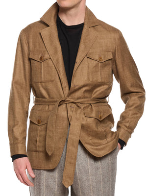 MILAN KELECENI Brown Wool-Silk-Linen Safari Jacket