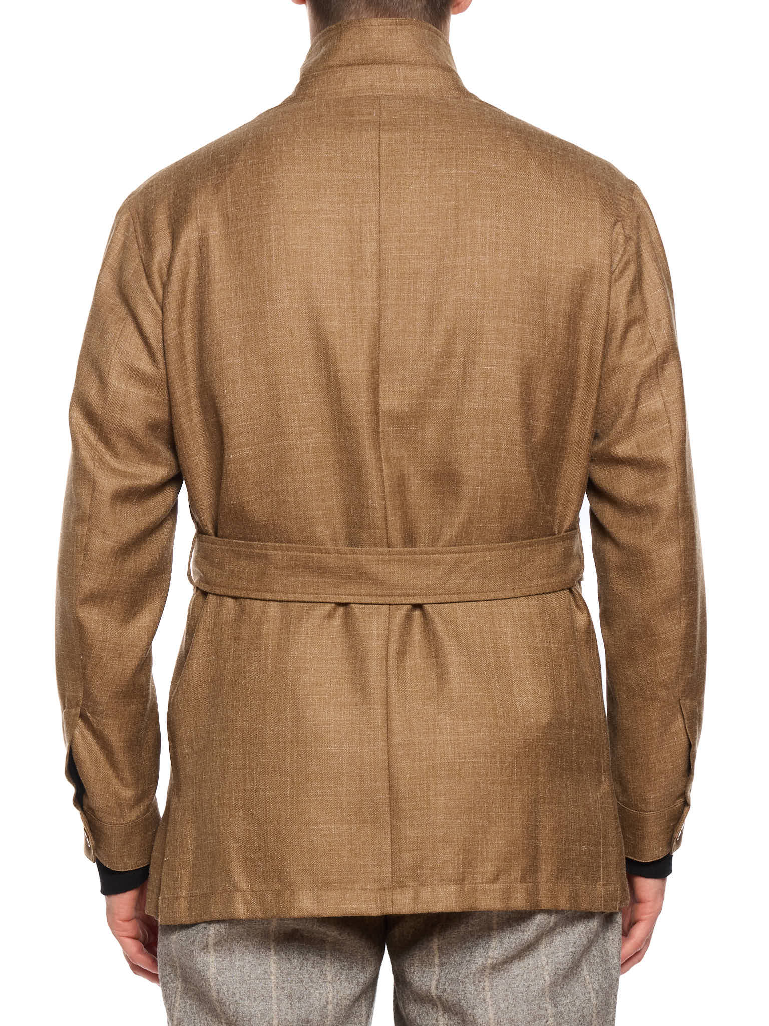 MILAN KELECENI Brown Wool-Silk-Linen Safari Jacket