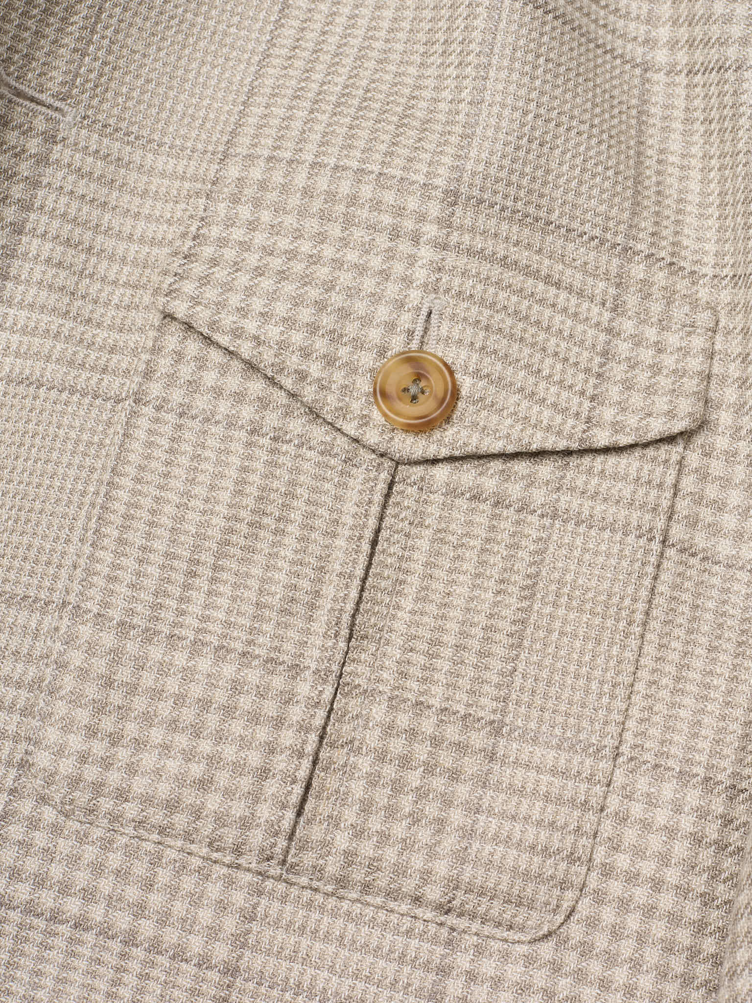 MILAN KELECENI Gray Glen Plaid Loro Piana Fabric Wool-Silk-Linen Overshirt Jacket