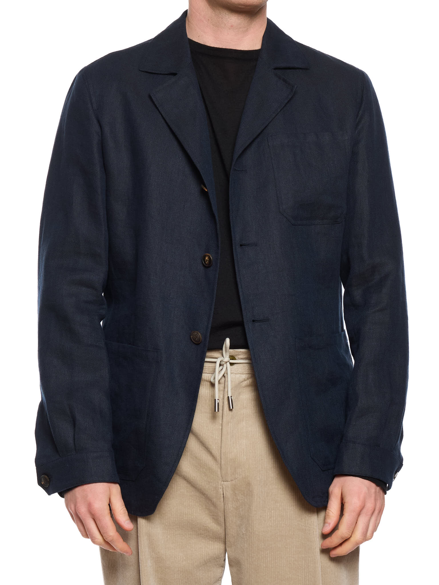 MILAN KELECENI Navy Blue Irish Linen Unlined Travel Jacket