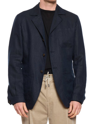 MILAN KELECENI Navy Blue Irish Linen Unlined Travel Jacket
