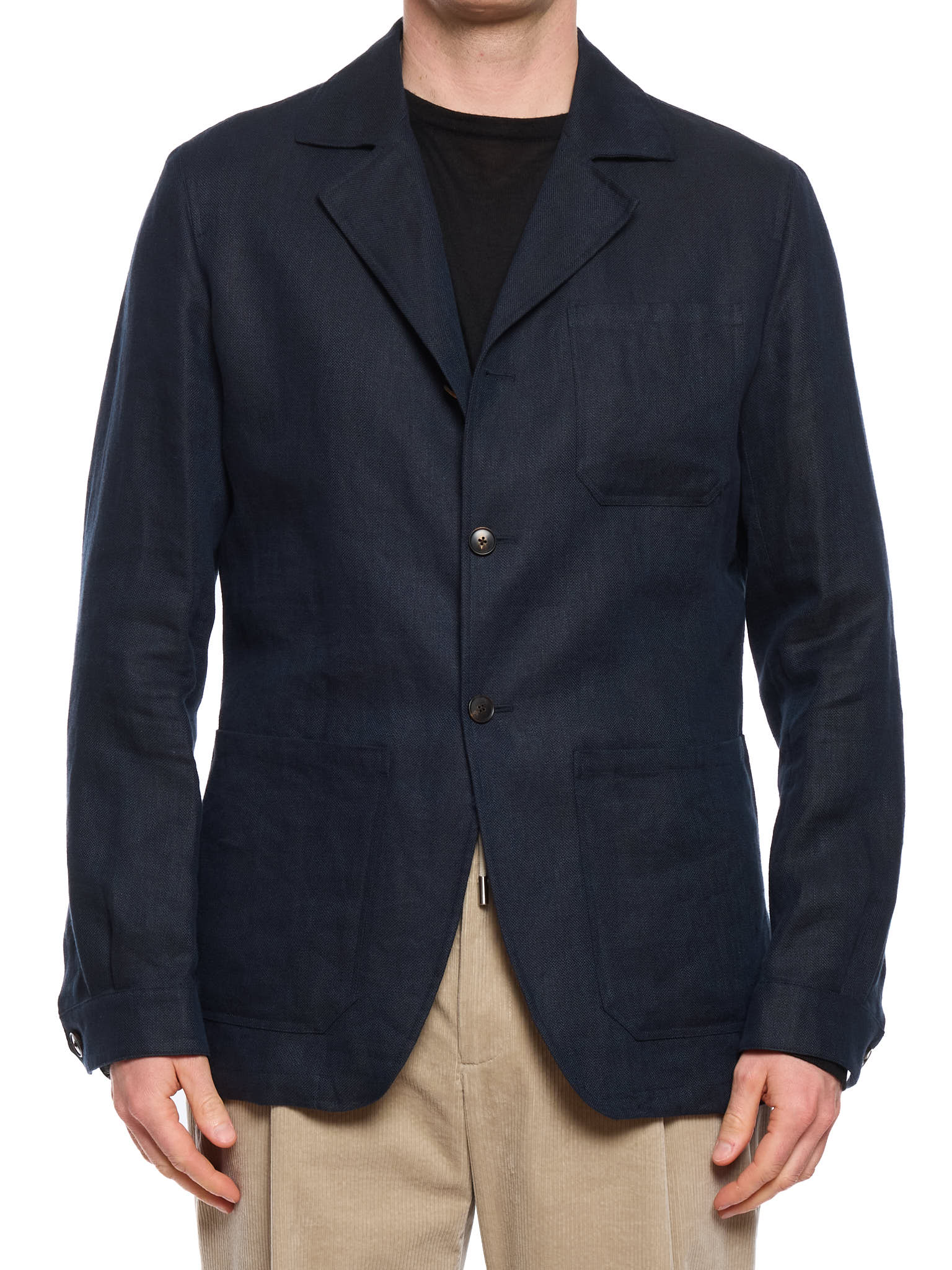 MILAN KELECENI Navy Blue Irish Linen Unlined Travel Jacket