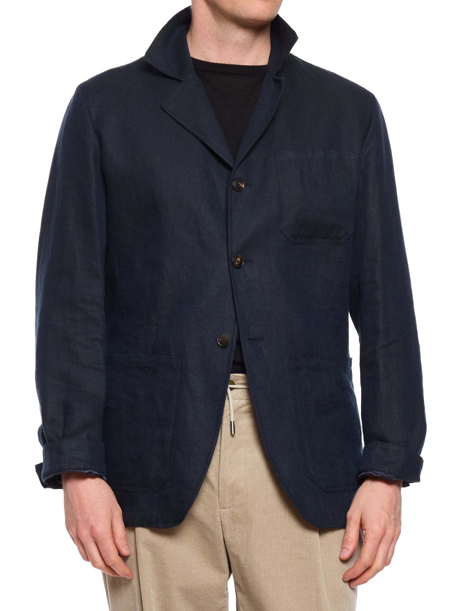 MILAN KELECENI Navy Blue Irish Linen Unlined Travel Jacket