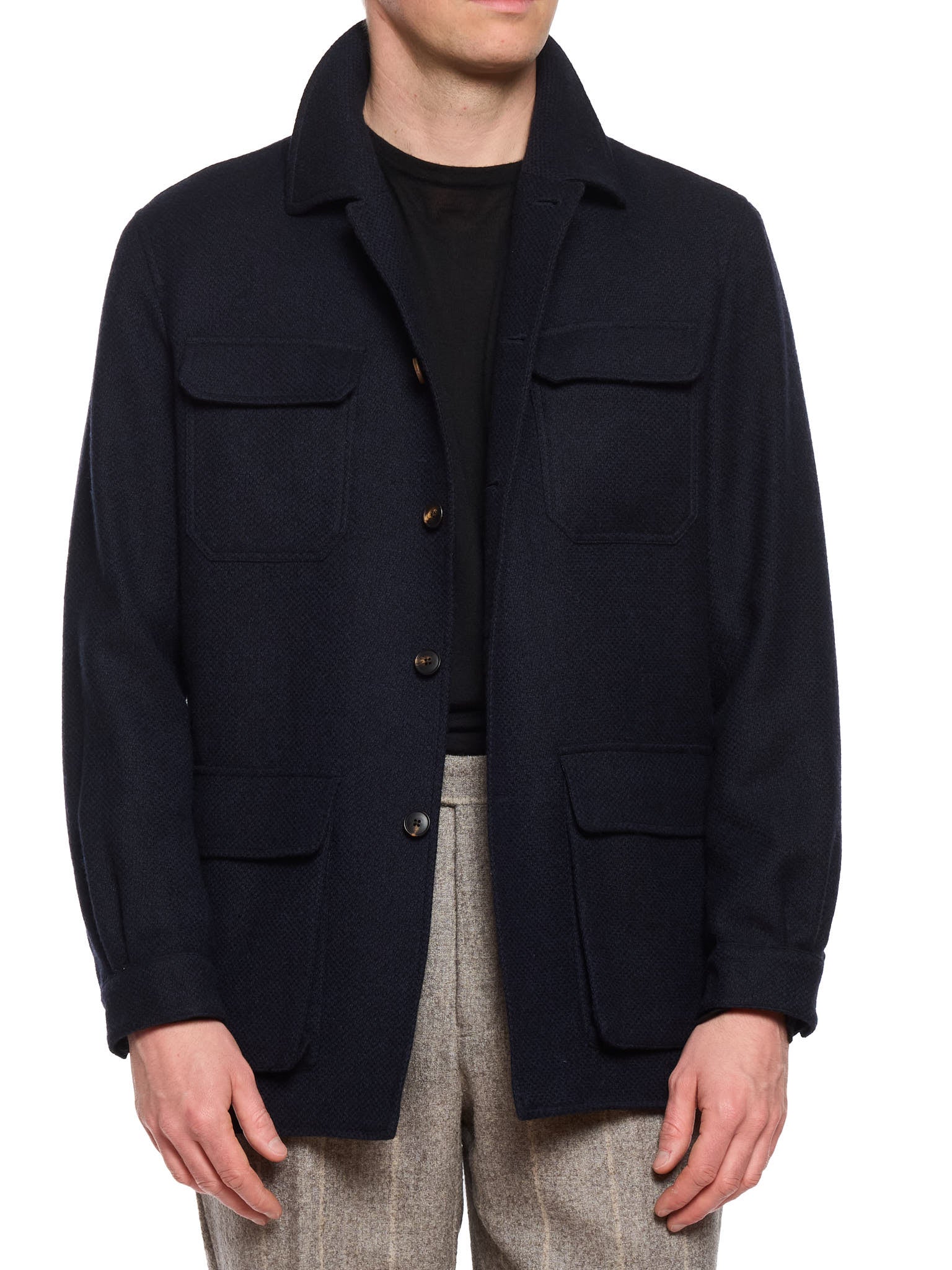 MILAN KELECENI Navy Blue Wool Four Field Jacket