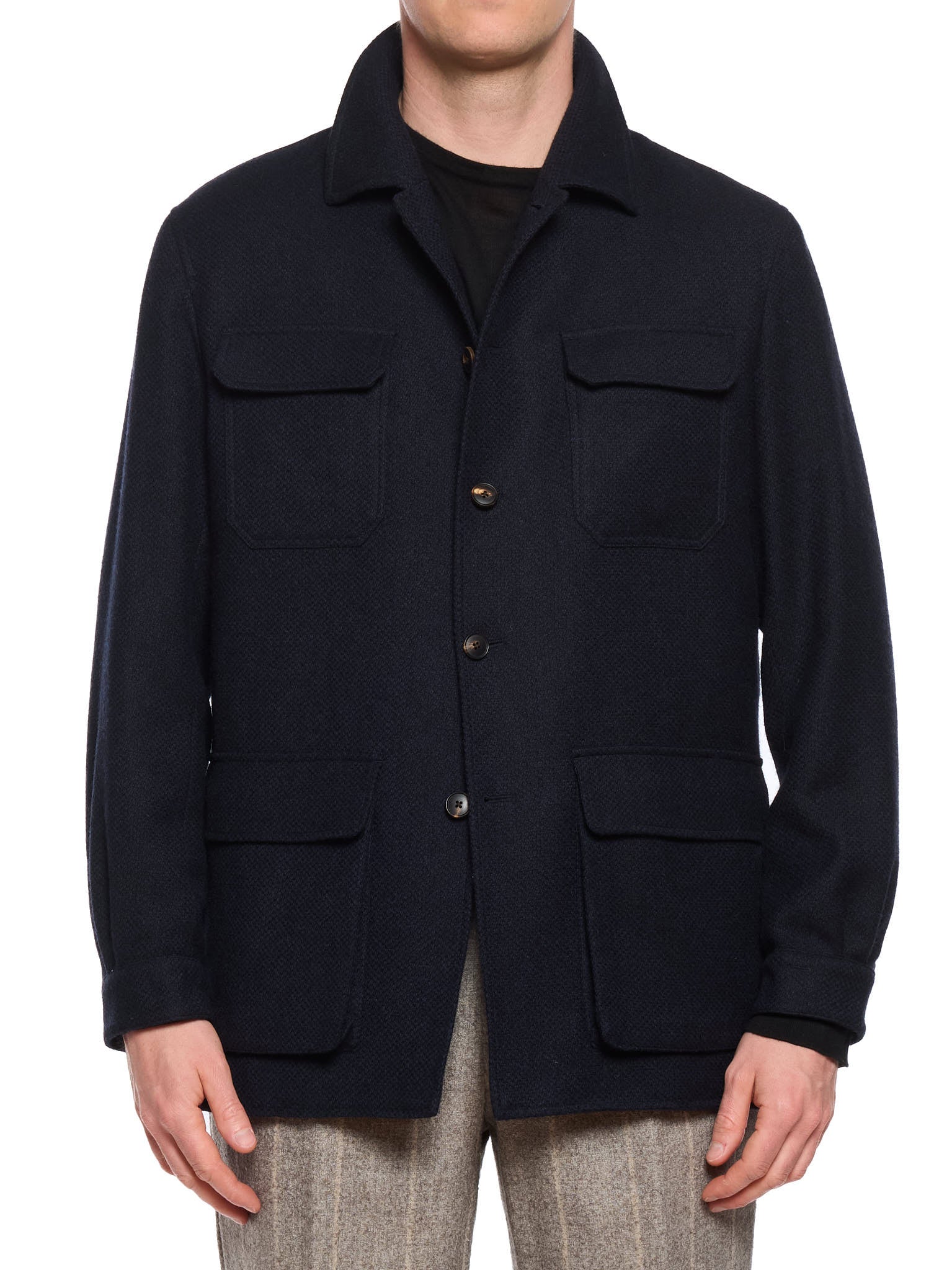 MILAN KELECENI Navy Blue Wool Four Field Jacket