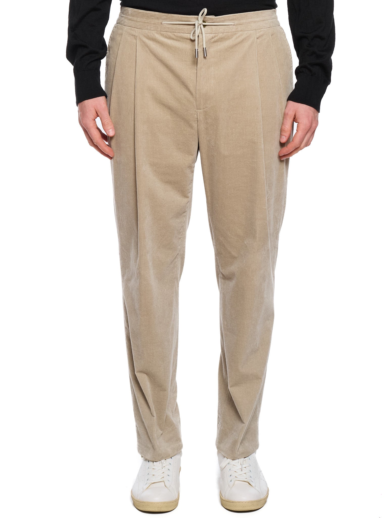 MILAN KELECENI Beige Corduroy Cotton Pleated Pants