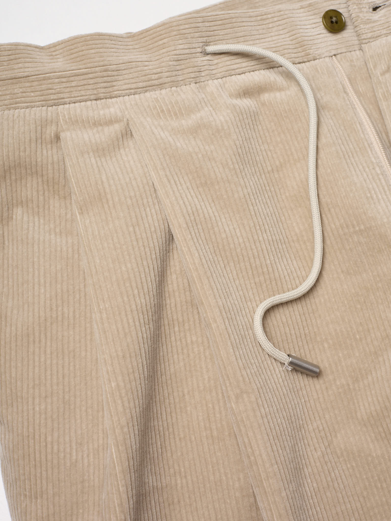 MILAN KELECENI Beige Corduroy Cotton Pleated Pants