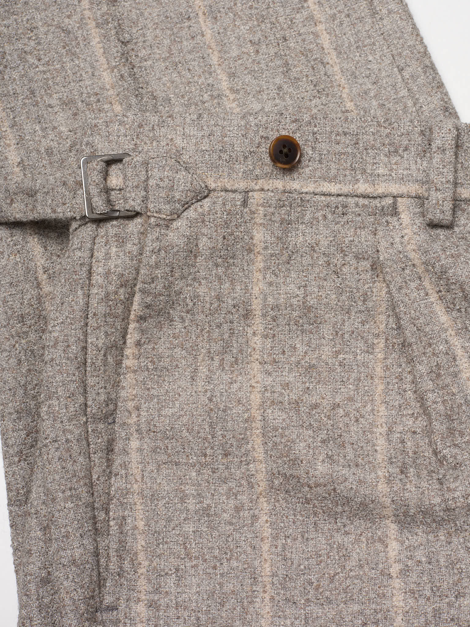 MILAN KELECENI Gray Chalkstriped Alpaca Polyamide Linen Pleated Dress Pants