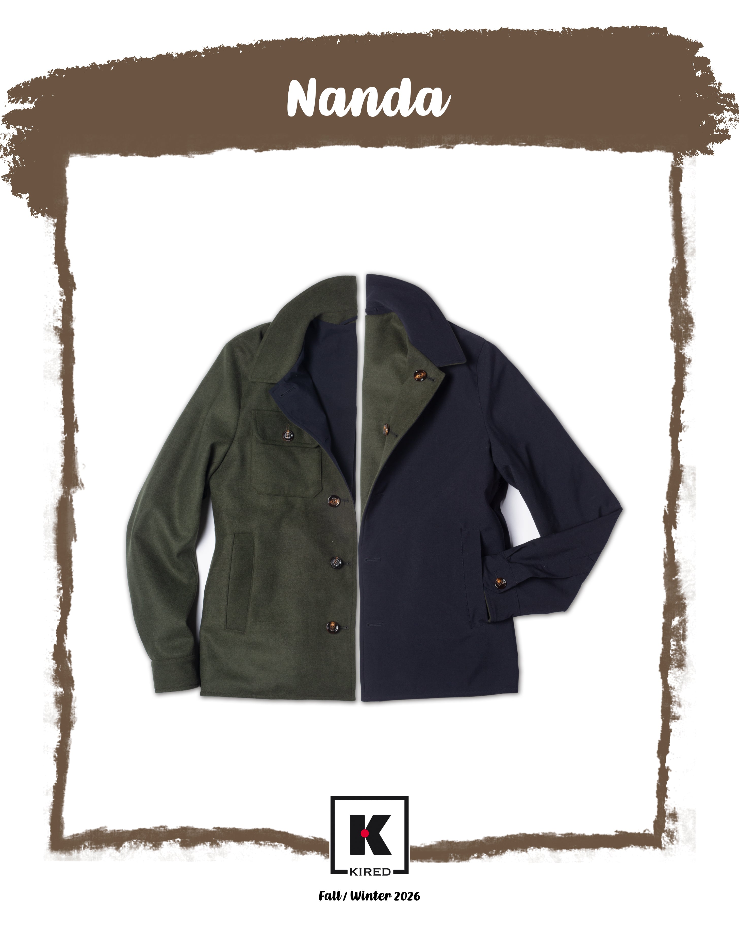 KITON KIRED "Nanda" Green-Navy Reversible Double Face Utility Jacket