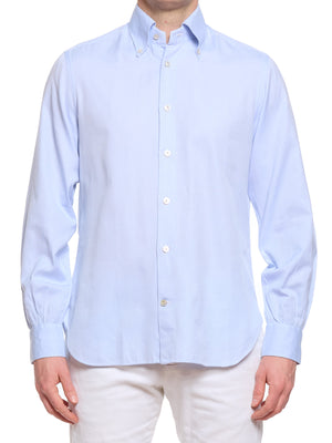 KITON Napoli Blue Oxford Cotton Button-Down Dress Shirt