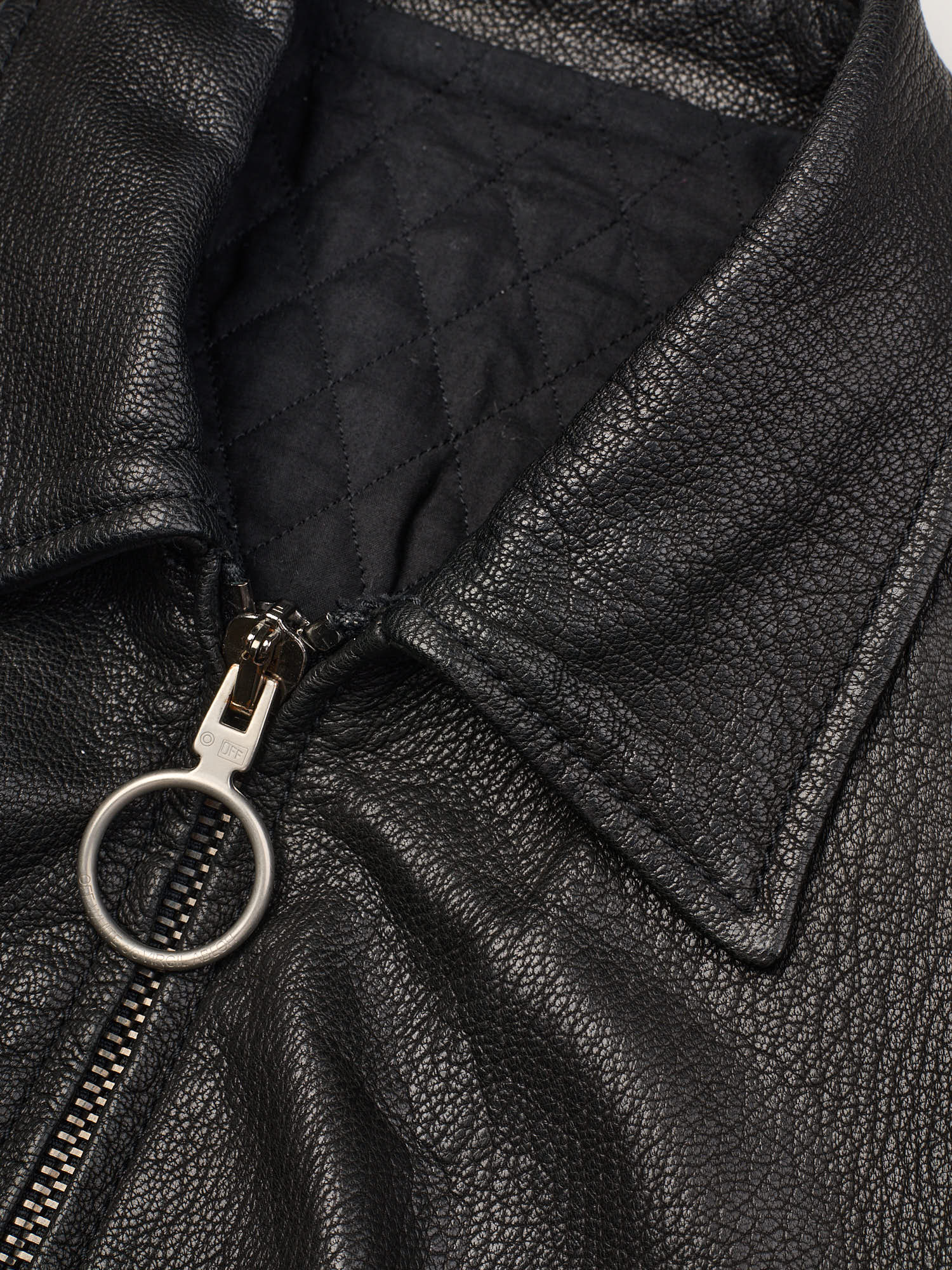 OFF-WHITE c/o VIRGIL ABLOH Black Leather Arrows Bomber Jacket 2017-18
