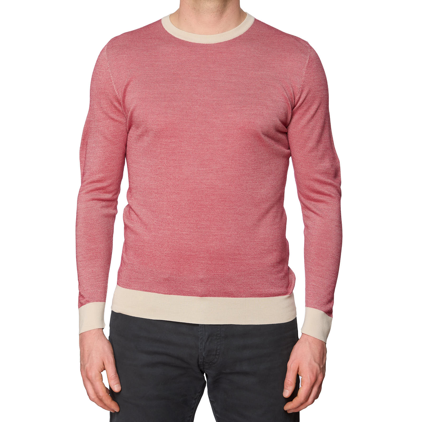 ONES Red Loro Piana Cashmere-Silk Knit Crewneck Sweater EU 50 NEW US M