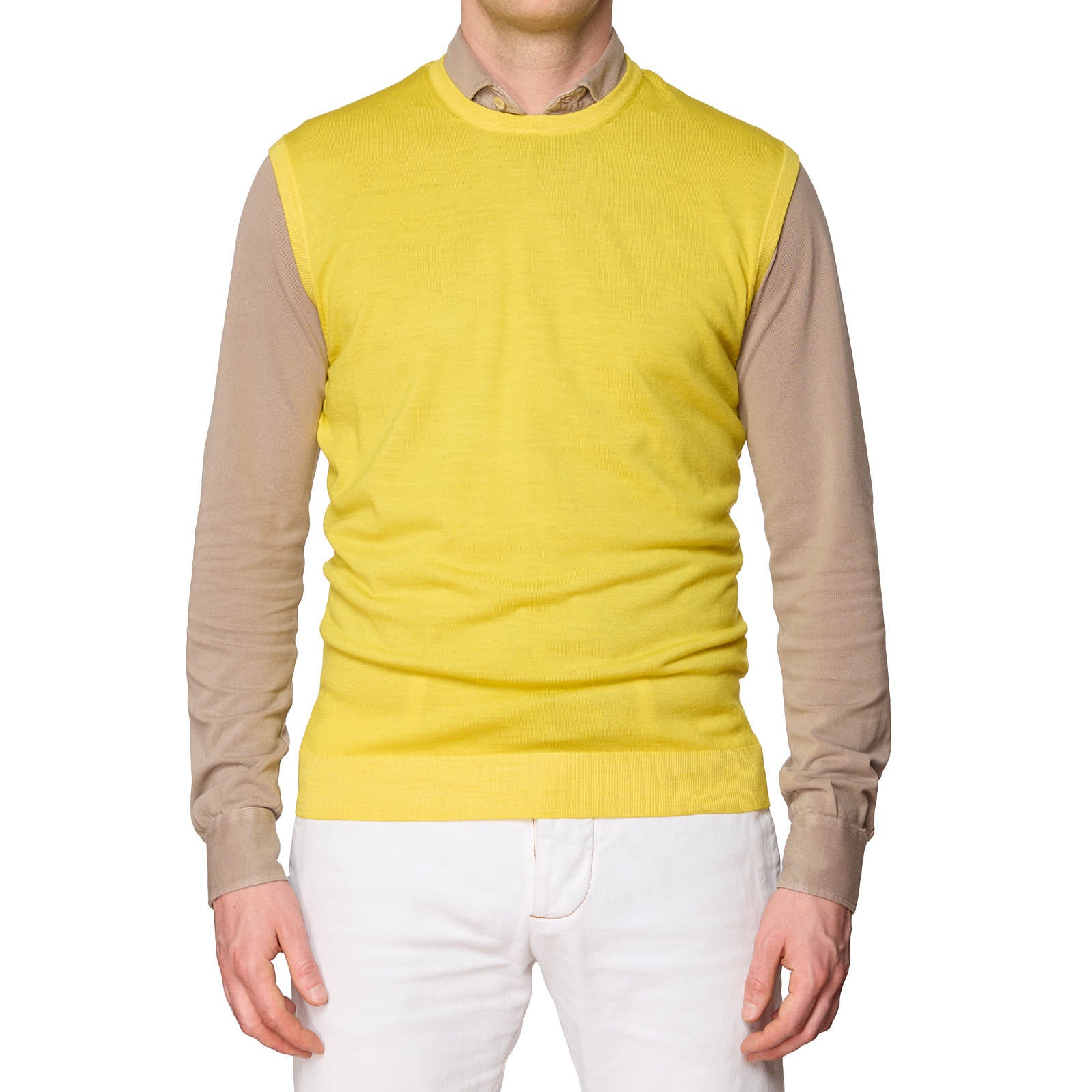 ONES Yellow Loro Piana Wool Knit Sweater Vest EU 52 NEW US L