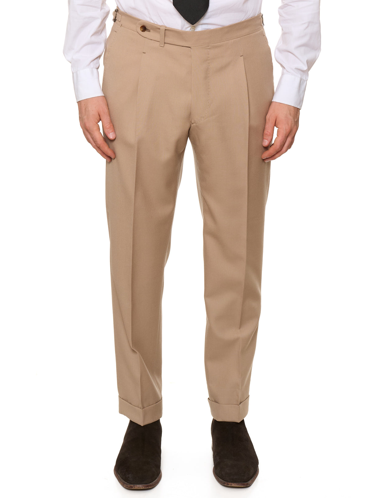 ORAZIO LUCIANO Handmade Tan Gabardine Wool Suit NEW Slim