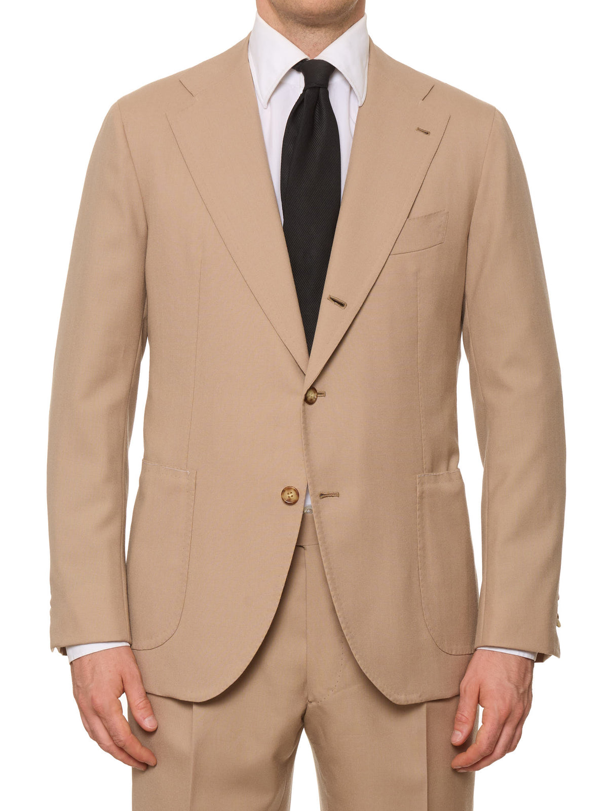 ORAZIO LUCIANO Handmade Tan Gabardine Wool Suit NEW Slim