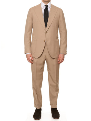 ORAZIO LUCIANO Handmade Tan Gabardine Wool Suit NEW Slim